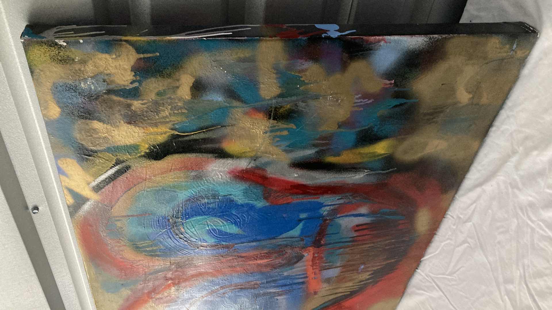 Photo 3 of DISTORTED PORTRAIT PAINTED CANVAS ARTWORK BY LOCAL ARTIST 21” X 24”