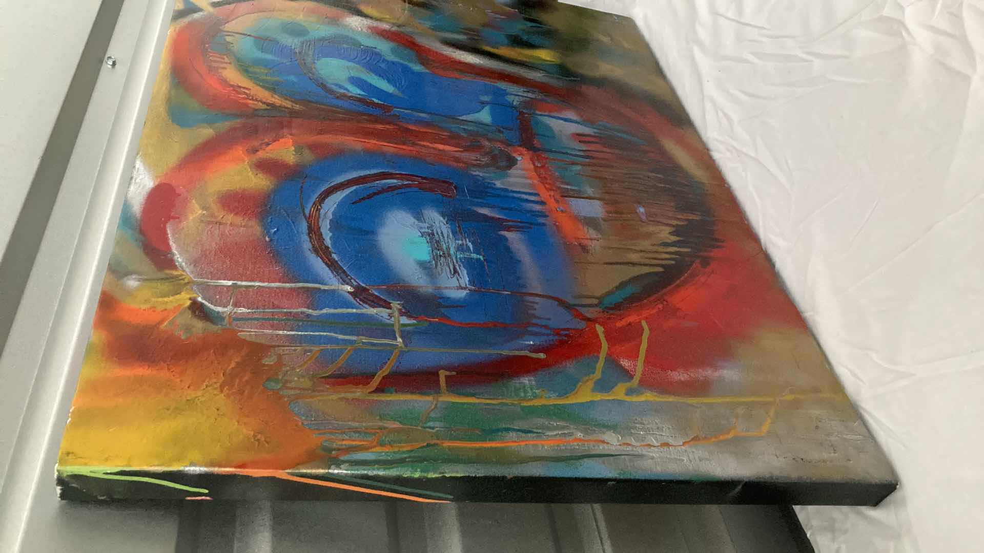 Photo 1 of DISTORTED PORTRAIT PAINTED CANVAS ARTWORK BY LOCAL ARTIST 21” X 24”