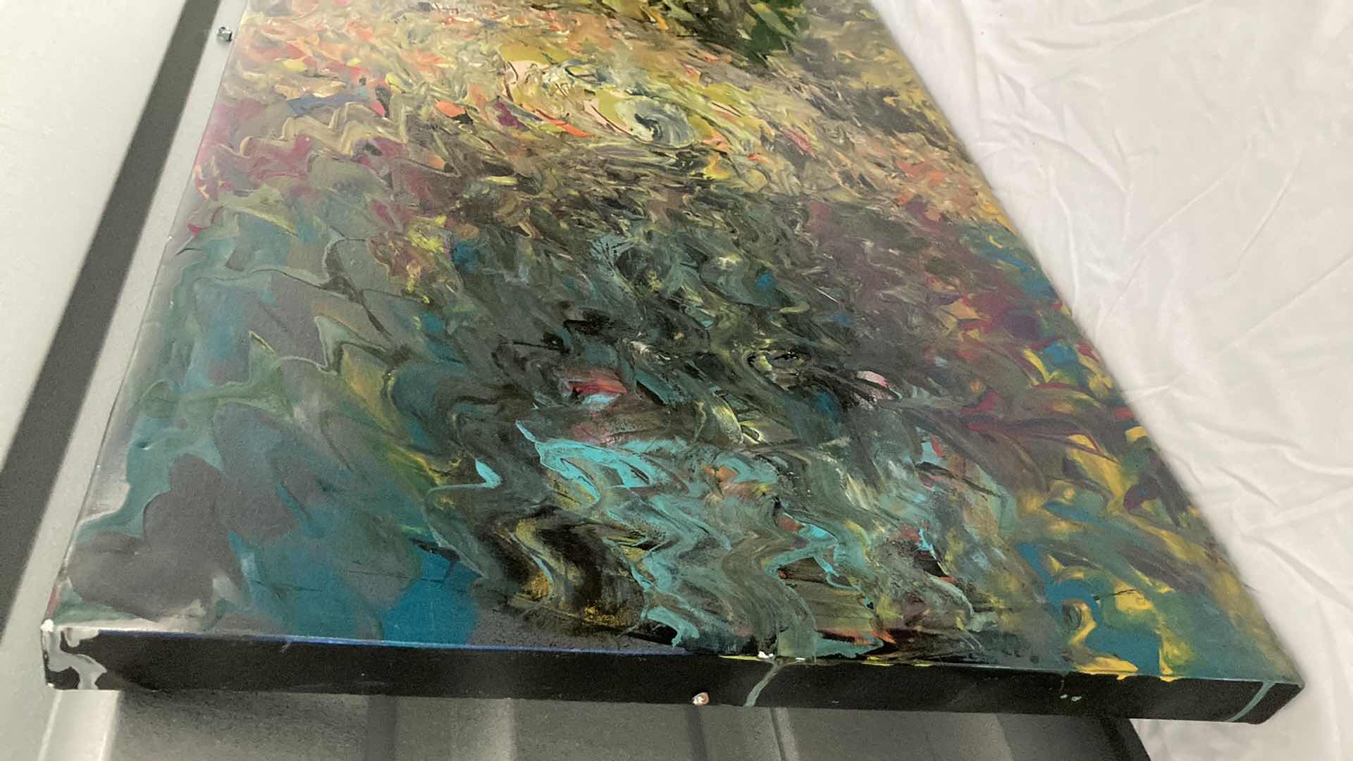 Photo 1 of TUNNELED PAINTED CANVAS ARTWORK BY LOCAL ARTIST 32” X 21”