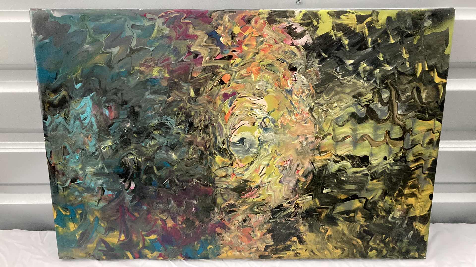 Photo 1 of TUNNELED PAINTED CANVAS ARTWORK BY LOCAL ARTIST 32” X 21”