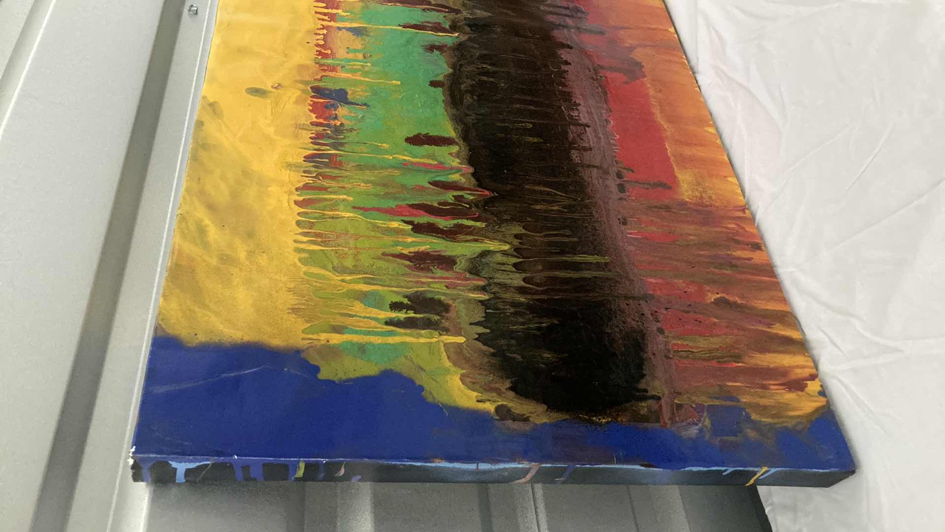 Photo 1 of BURGER TIME PAINTED CANVAS ARTWORK BY LOCAL ARTIST 31” X 20.5”