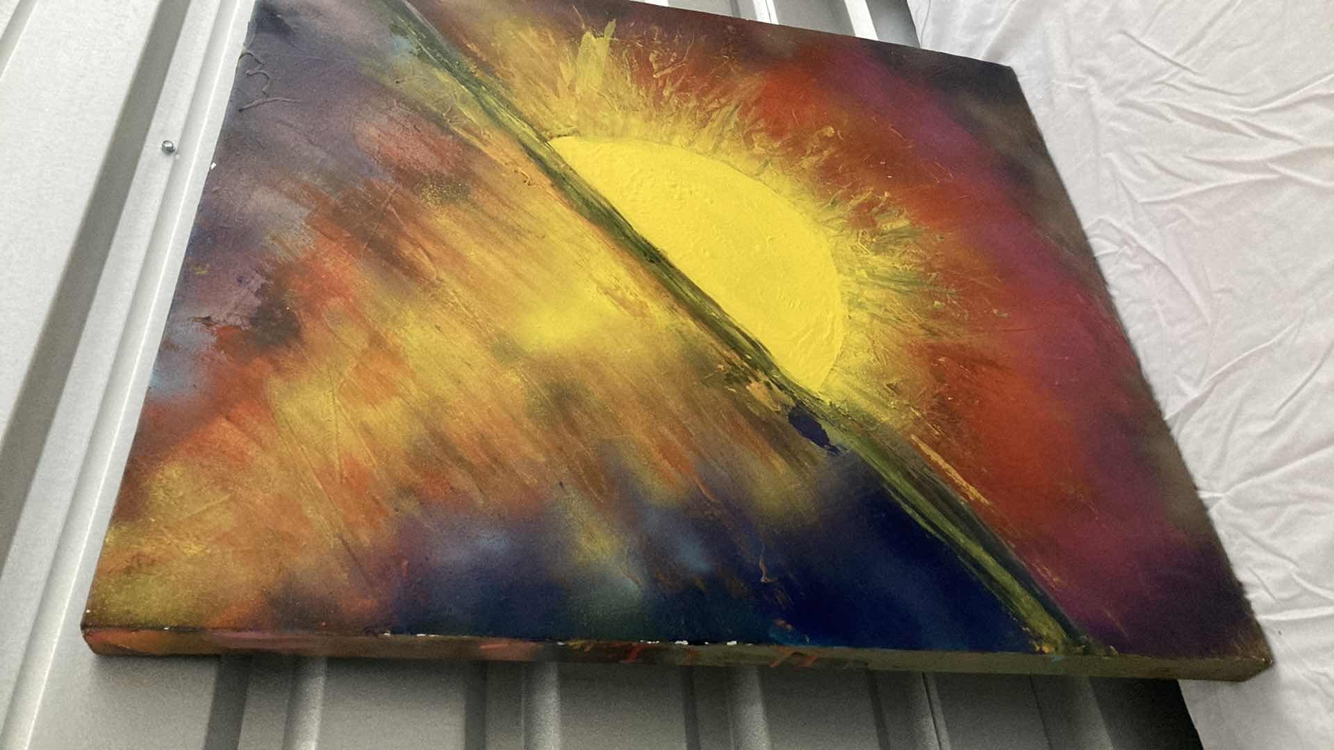 Photo 1 of REFLECTING SUNSET CANVAS ARTWORK BY LOCAL ARTIST 27” X 31”