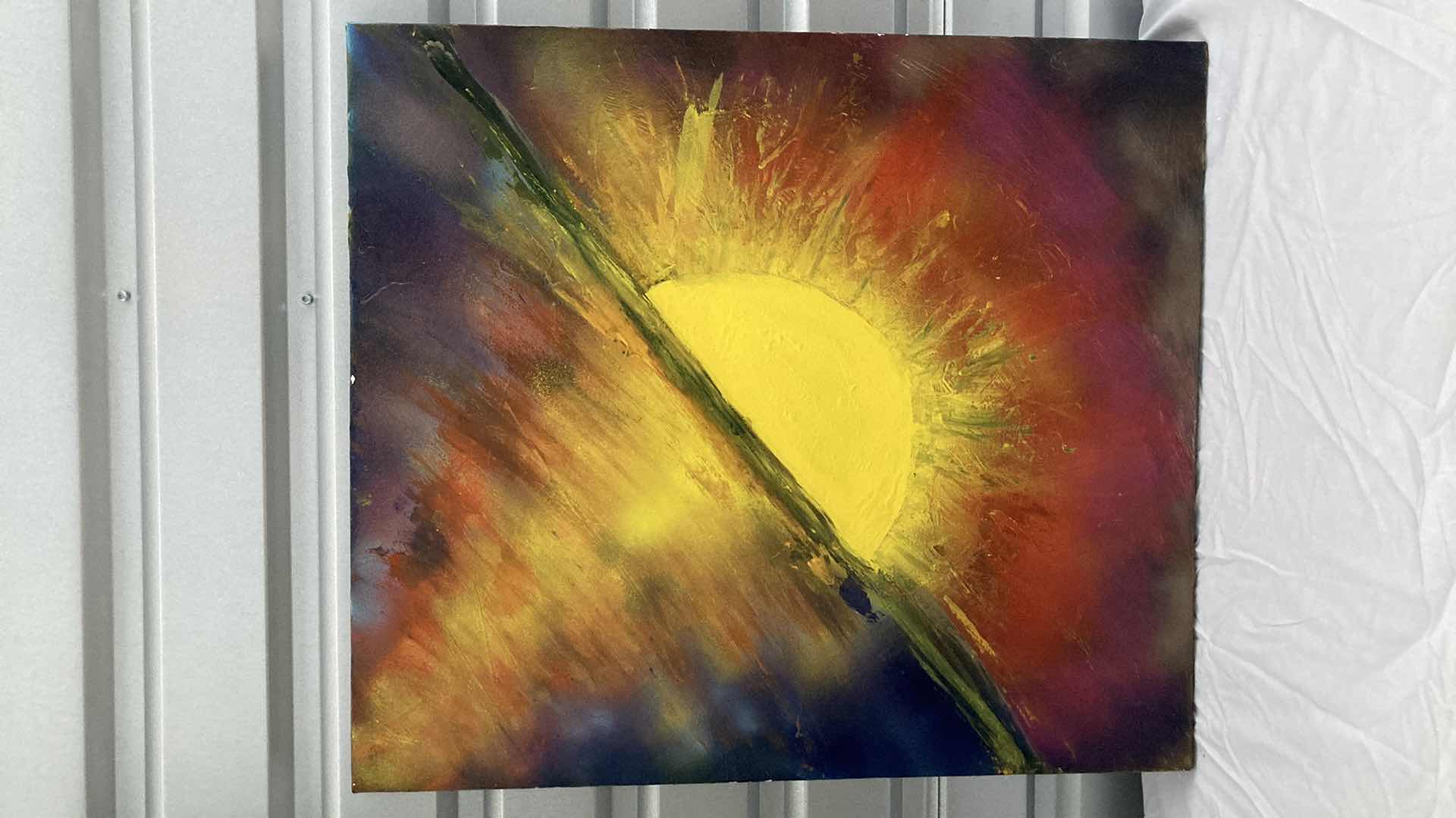 Photo 1 of REFLECTING SUNSET CANVAS ARTWORK BY LOCAL ARTIST 27” X 31”