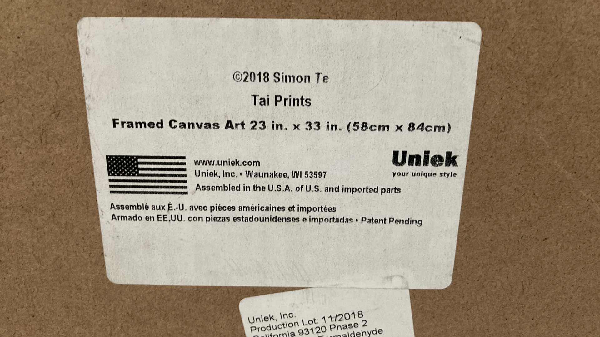 Photo 1 of UNIEK TAI PRINTS ZEBRA FRAMED CANVAS ARTWORK 23” X 33”