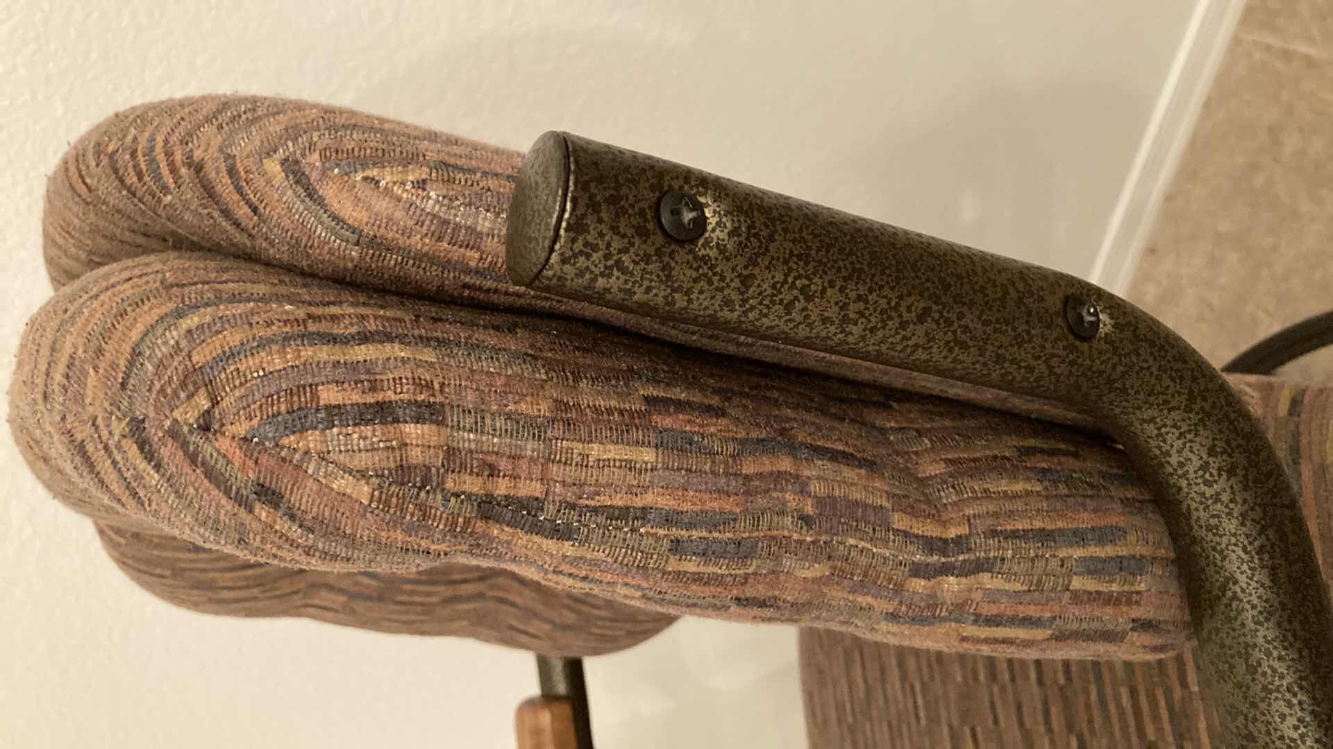 Photo 1 of CHROMCRAFT COCOA CHATEAU UPHOLSTERED STOOLS (2) 21.5” X 23” H43”