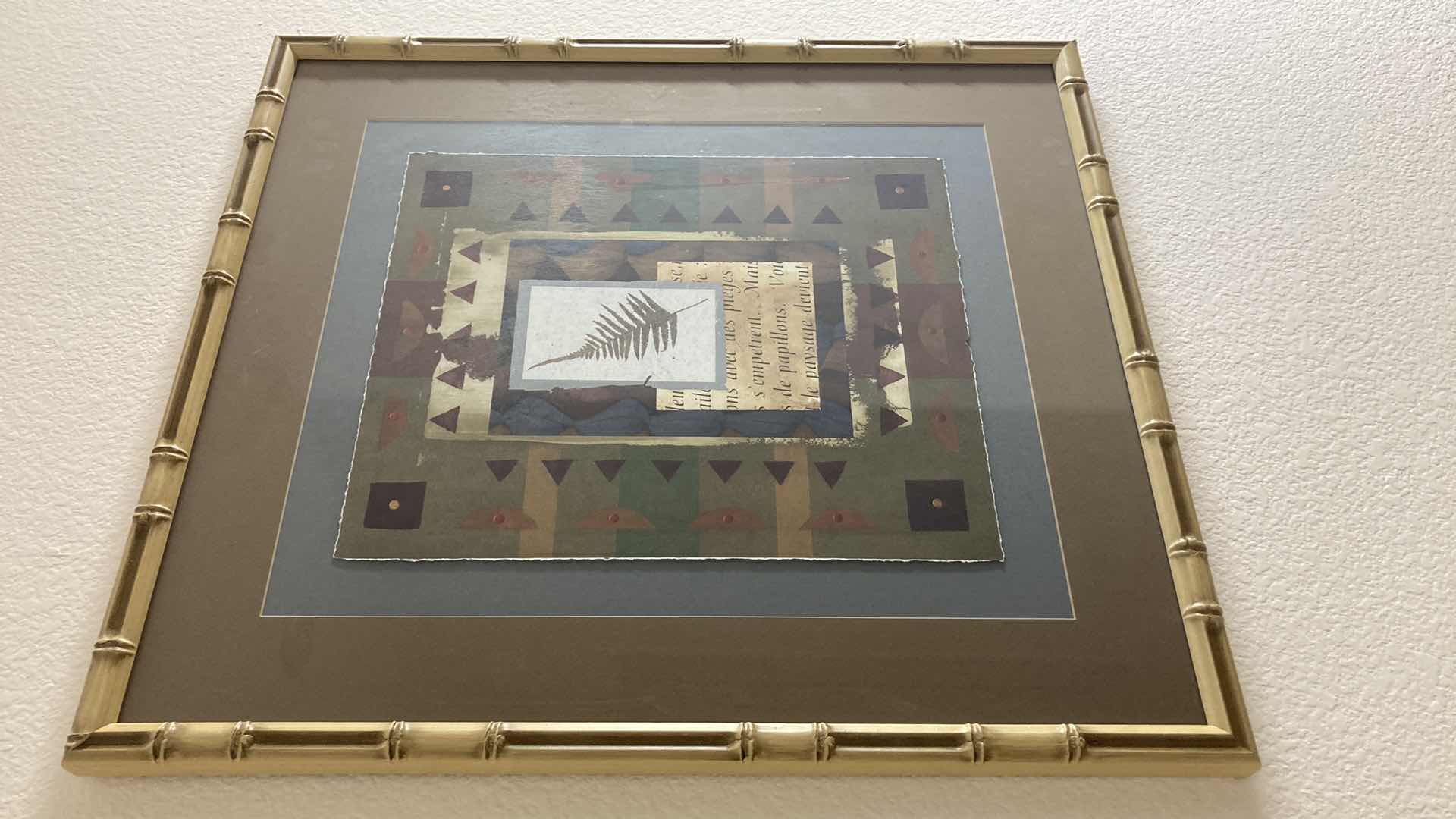 Photo 1 of FRENCH TRIBAL REPRINT BAMBOO FINISH FRAMED ARTWORK 24” X 27”