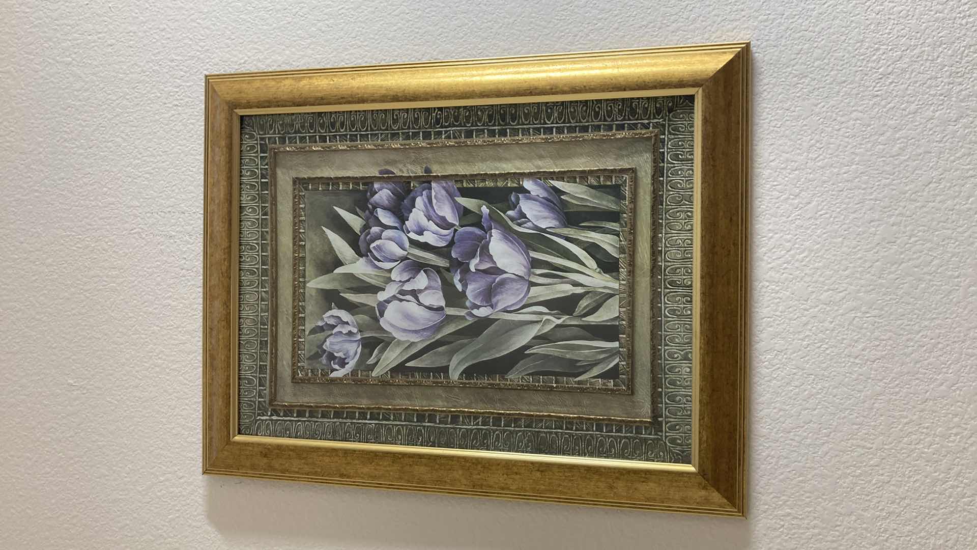 Photo 1 of PURPLE TULIPS FRAMED ARTWORK 20” X 26”