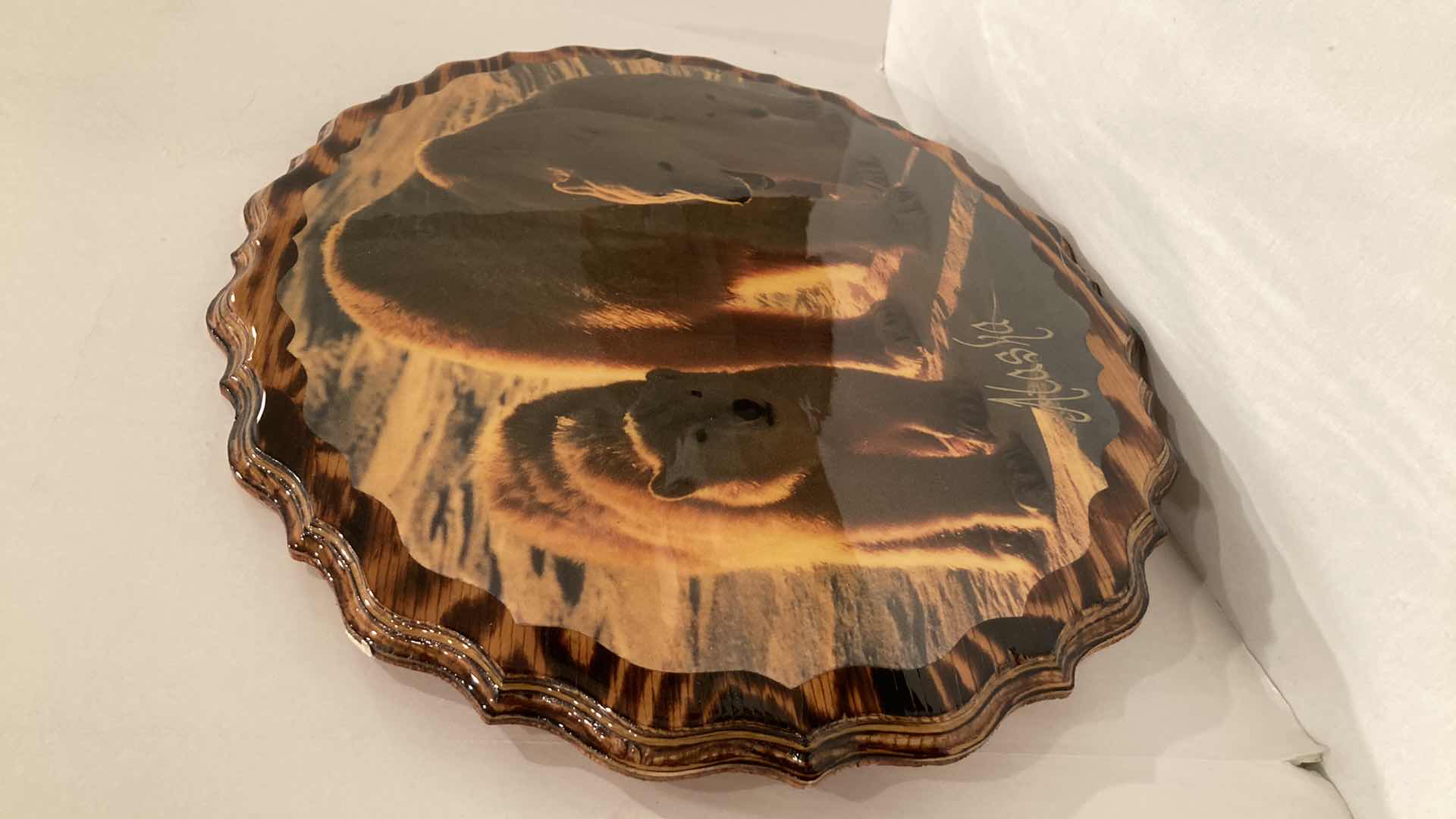 Photo 1 of ALASKAN POLAR BEAR & CUBS WOOD ART WORK 21” X 16”