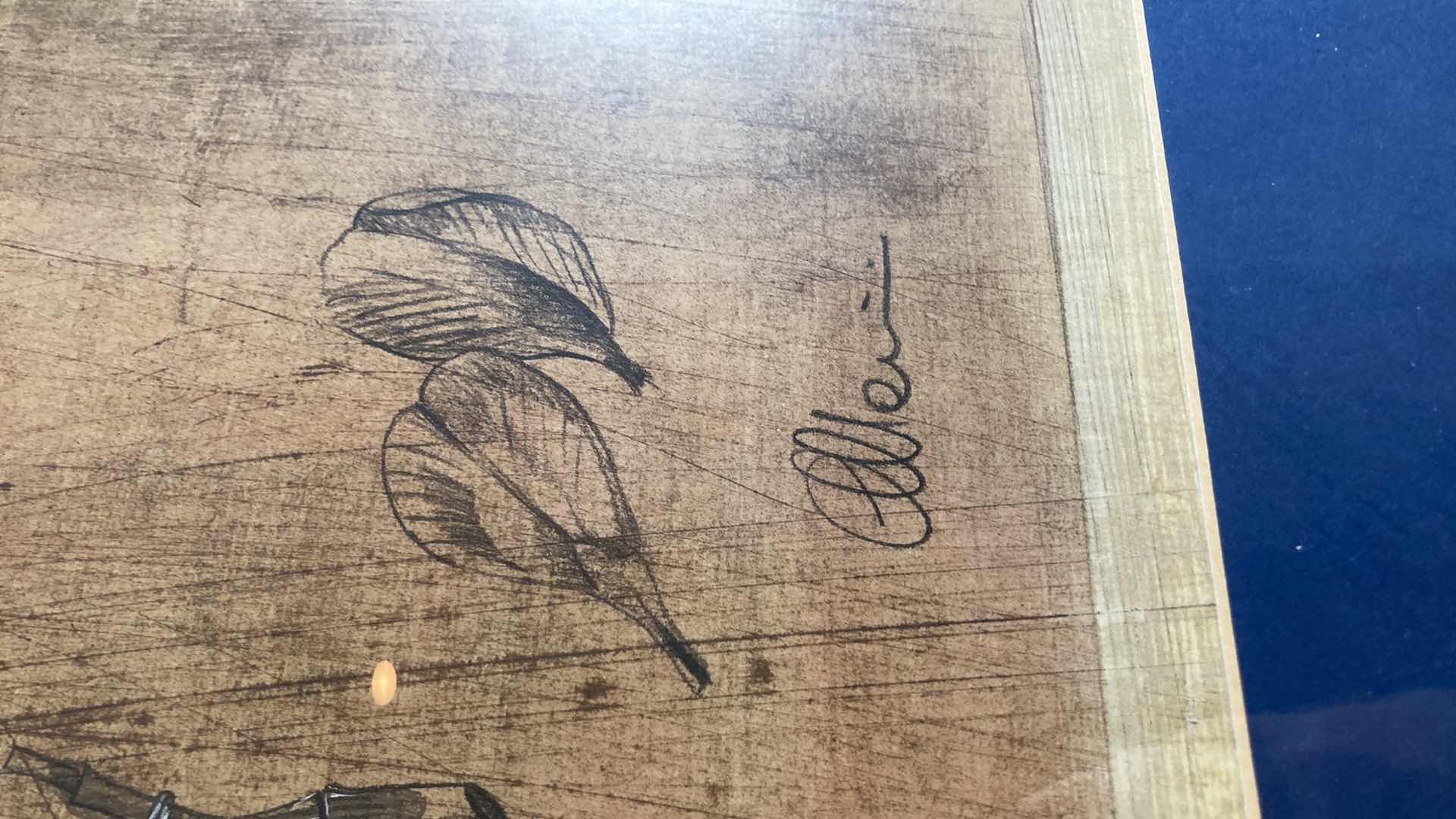 Photo 1 of PINK ROSE SKETCHED FRAMED ARTWORK SIGNED BY ARTIST 23.5” X 27.5”