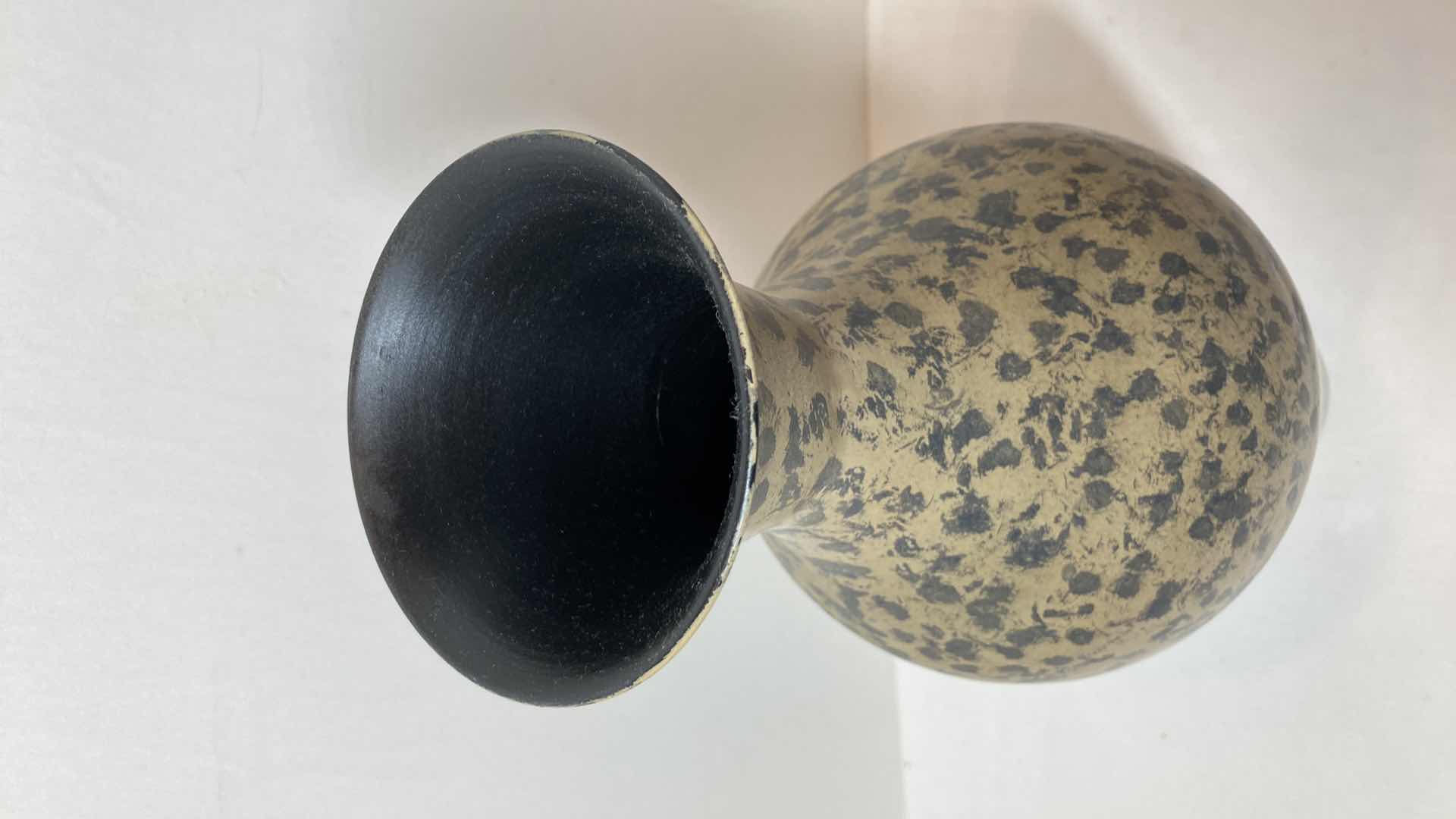 Photo 1 of PAINT BLOTCHED METAL VASE 7” X 19”