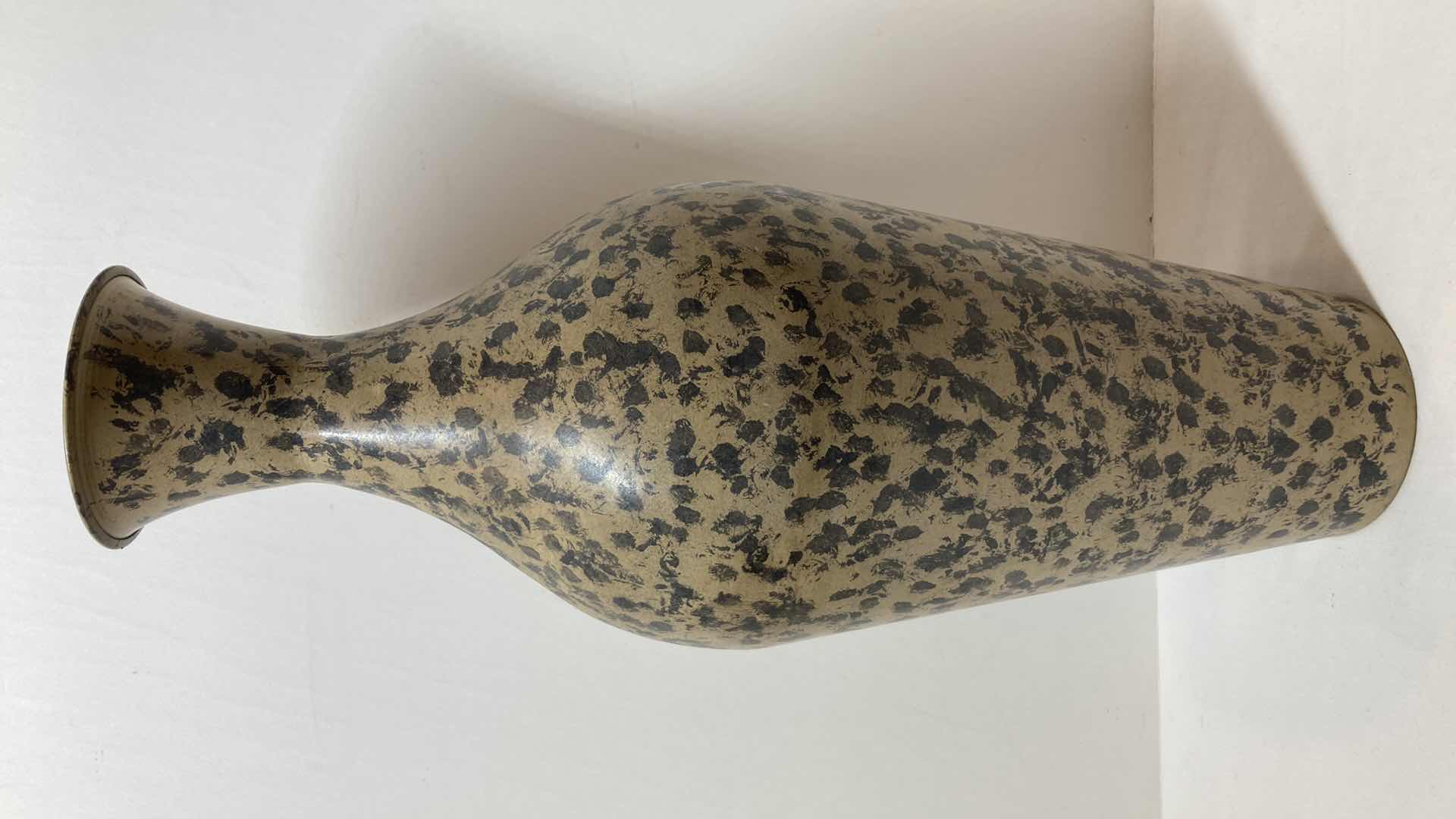 Photo 1 of PAINT BLOTCHED METAL VASE 7” X 19”