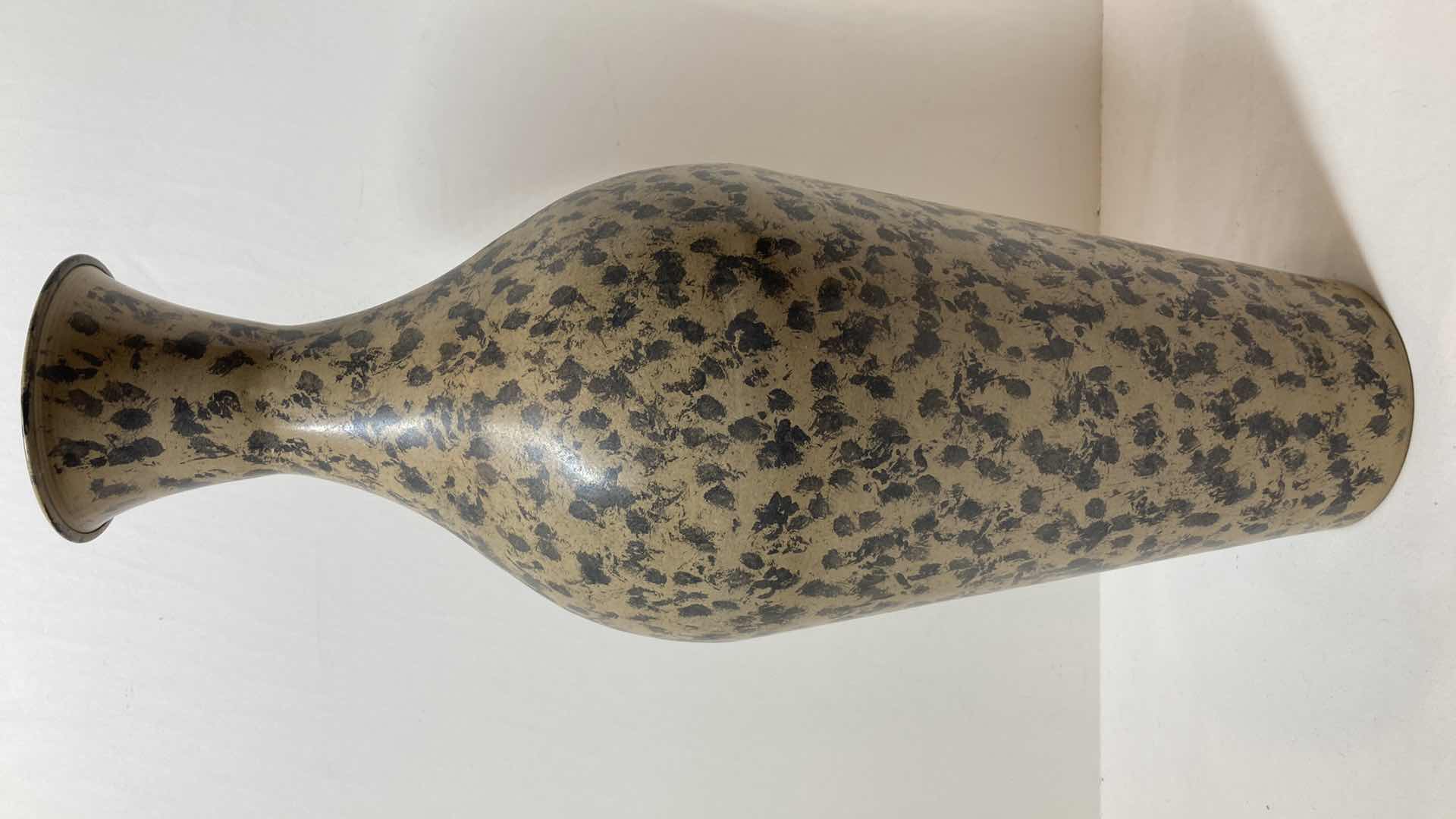 Photo 1 of PAINT BLOTCHED METAL VASE 7” X 19”