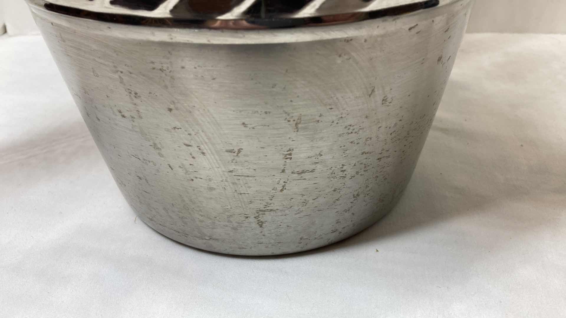 Photo 1 of SPRING ARRANGEMENT FLOWERS W CHROME FINISH PLANTER 9.5” X 9”