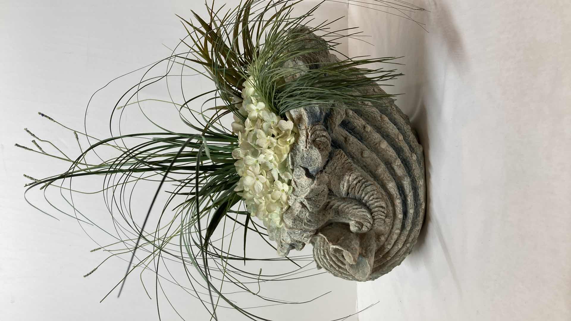 Photo 1 of SEASHELL RESIN PLANTER W FLOWERS 13” X 10” H8”