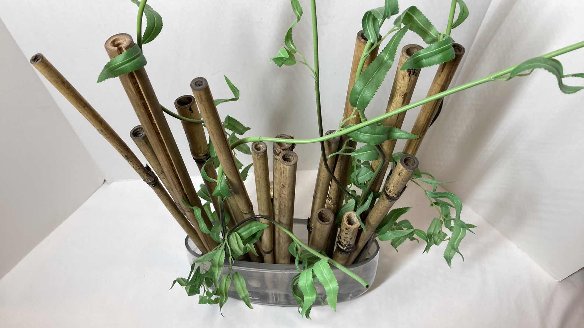 Photo 1 of BAMBOO PLANT W GLASS VASE 11” X 20”