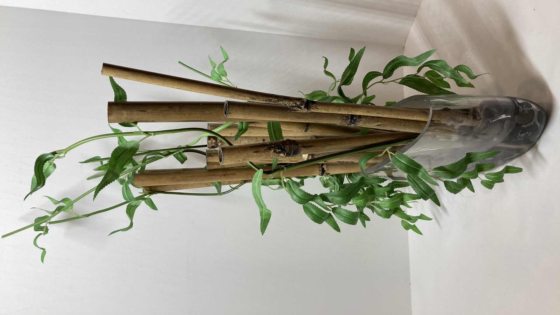Photo 1 of BAMBOO PLANT W GLASS VASE 11” X 20”