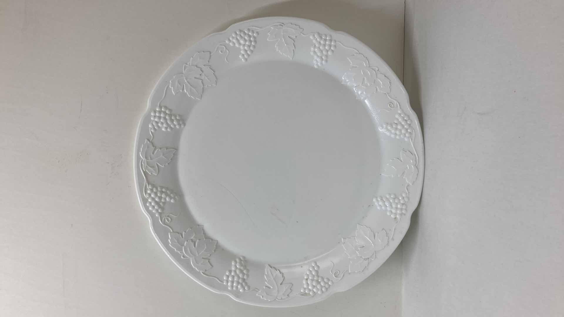 Photo 1 of MILK GLASS GRAPEVINE PUNCH BOWLS & PLATTER W PEDESTAL SERVING BOWL