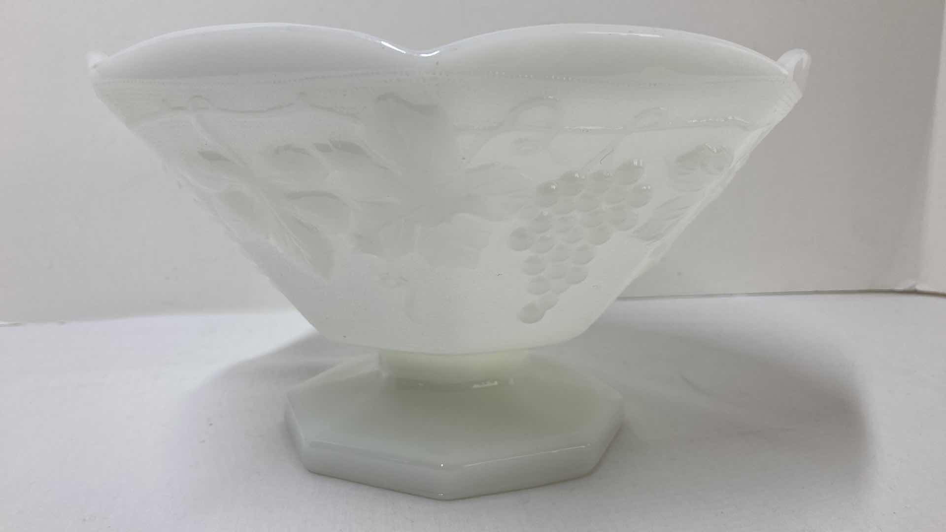 Photo 1 of MILK GLASS GRAPEVINE PUNCH BOWLS & PLATTER W PEDESTAL SERVING BOWL