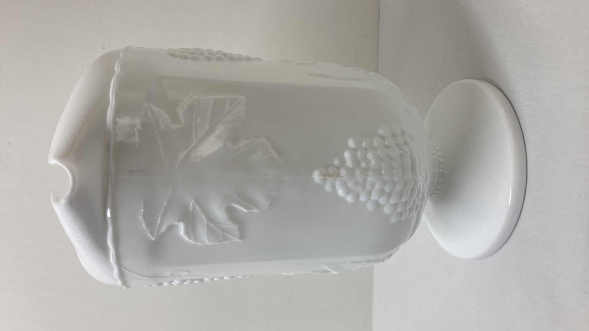 Photo 1 of MILK GLASS GRAPEVINE PITCHER