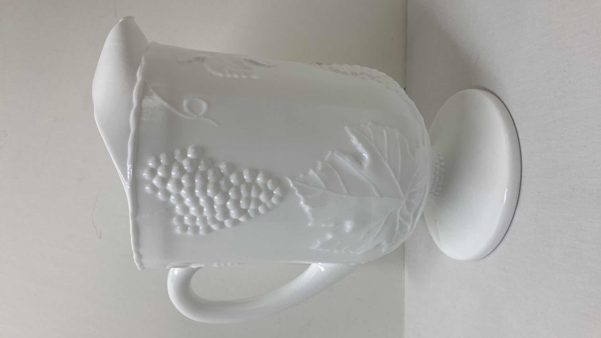 Photo 1 of MILK GLASS GRAPEVINE PITCHER