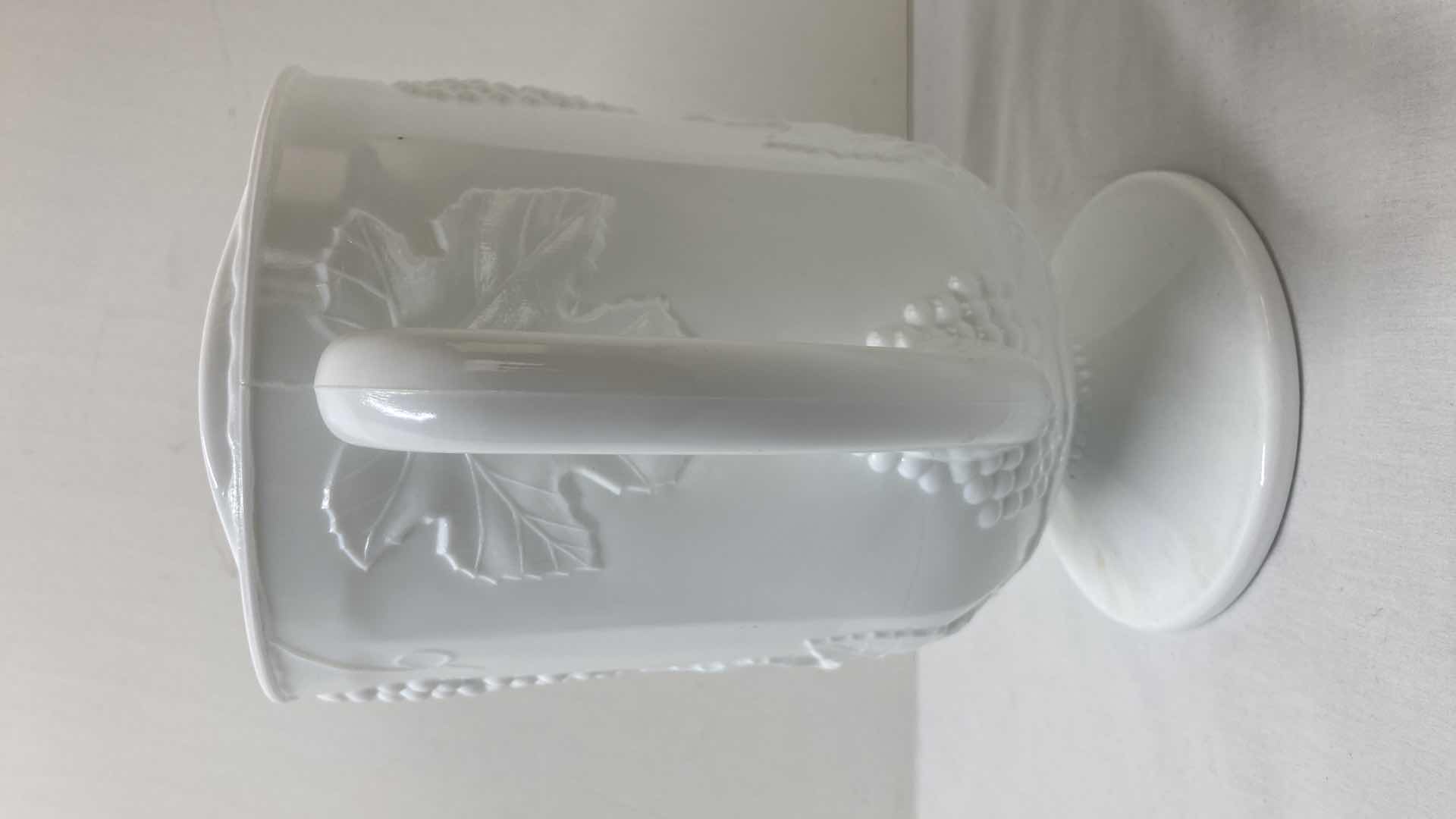 Photo 1 of MILK GLASS GRAPEVINE PITCHER