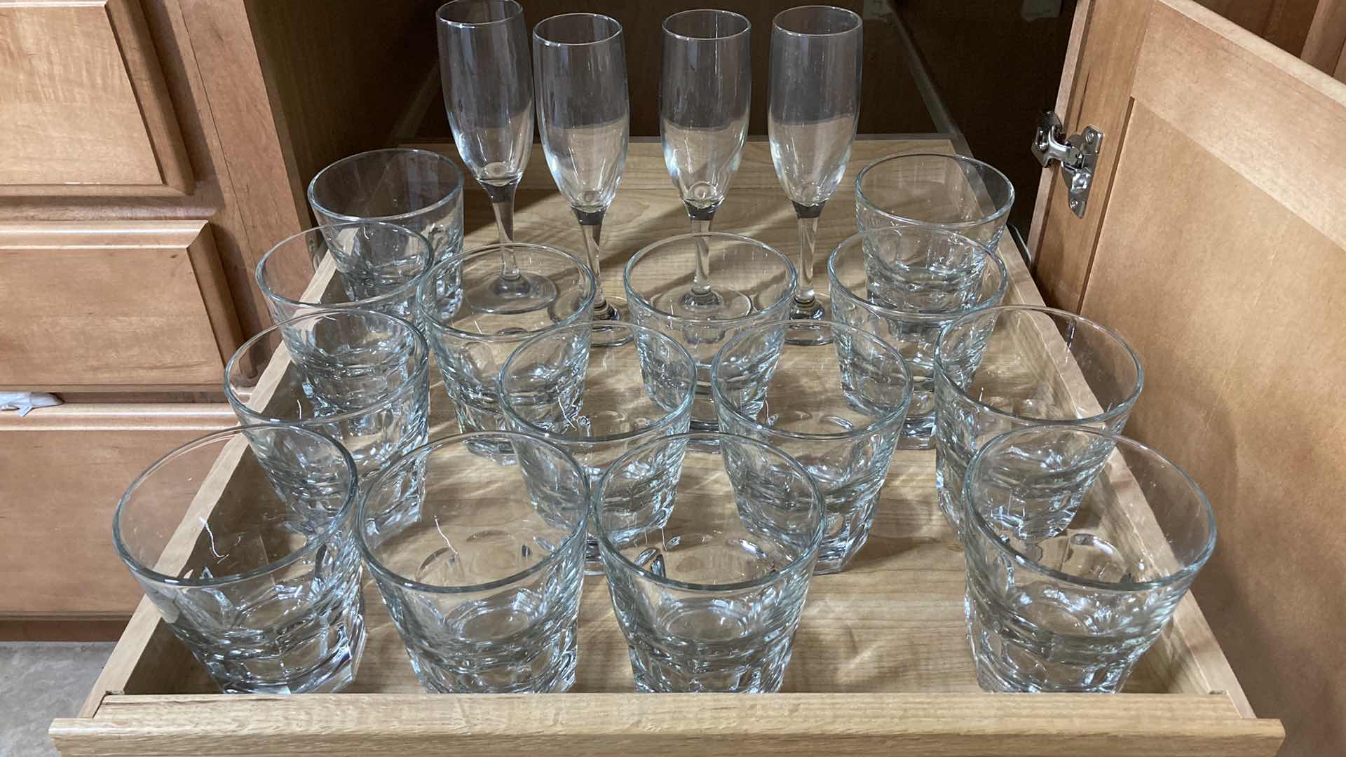 Photo 1 of CLEAR DRINKING GLASSES (14) & WINE GLASSES (4)