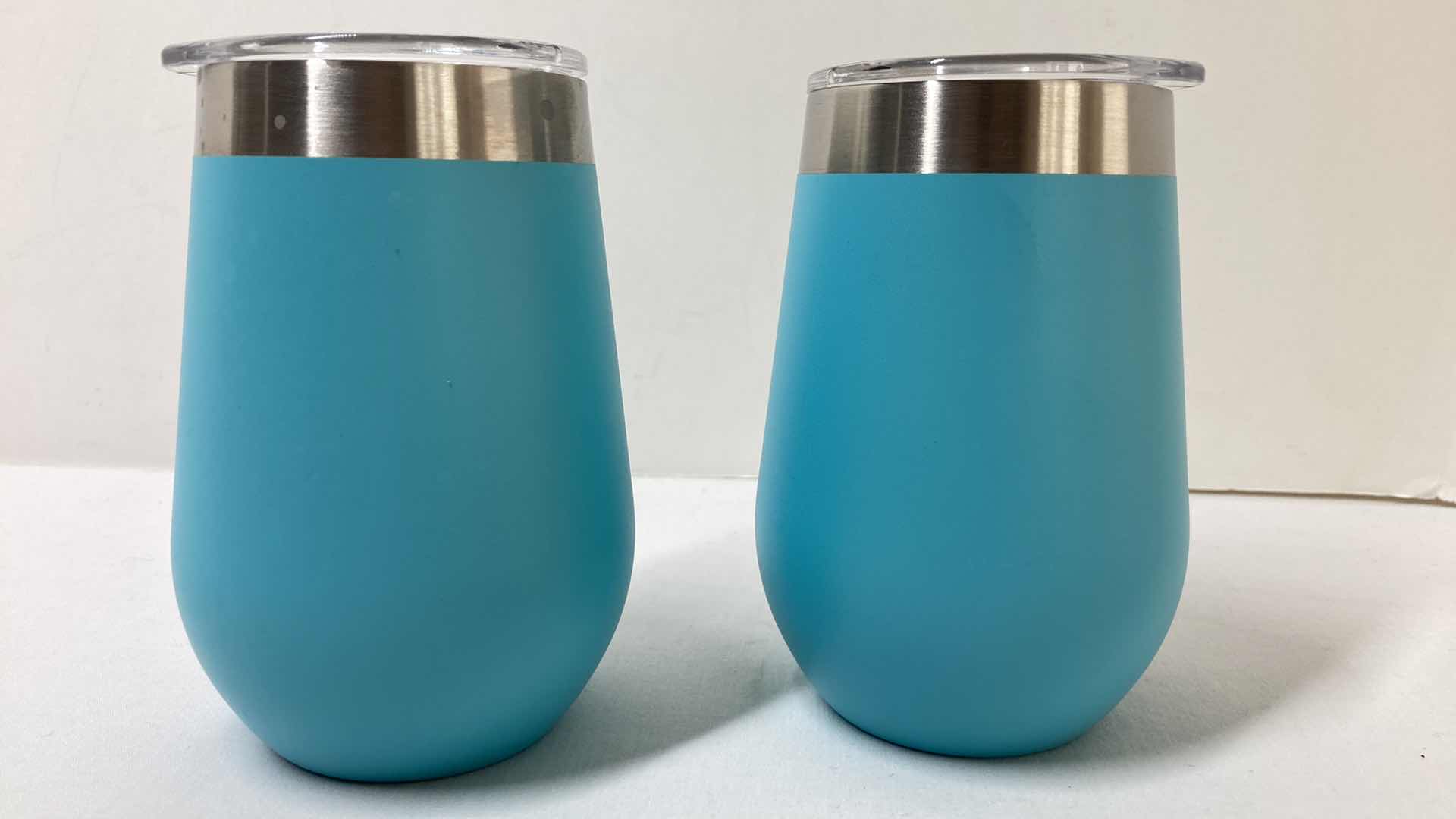 Photo 1 of ZUNIA HOME TEAL 12OZ WINE TUMBLERS W LIDS (2)