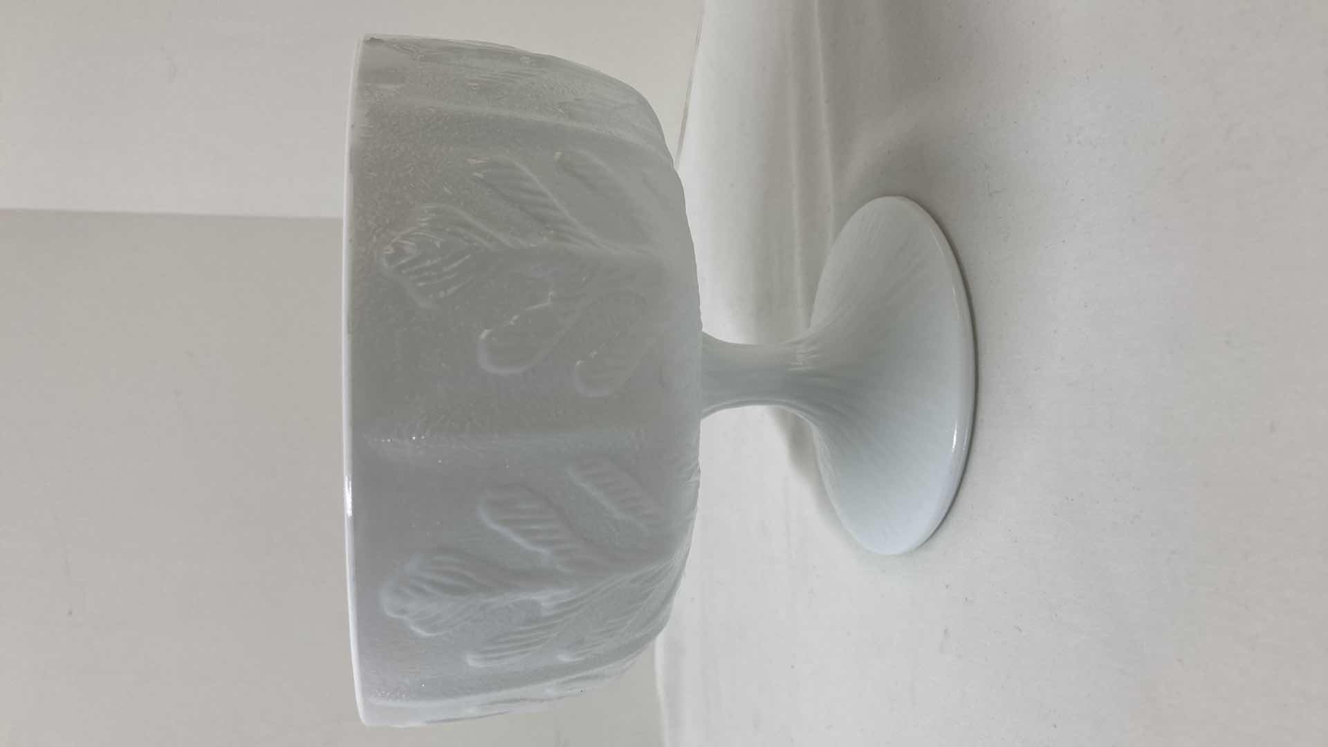 Photo 5 of MILK GLASS PEDESTAL SERVING BOWLS (2)