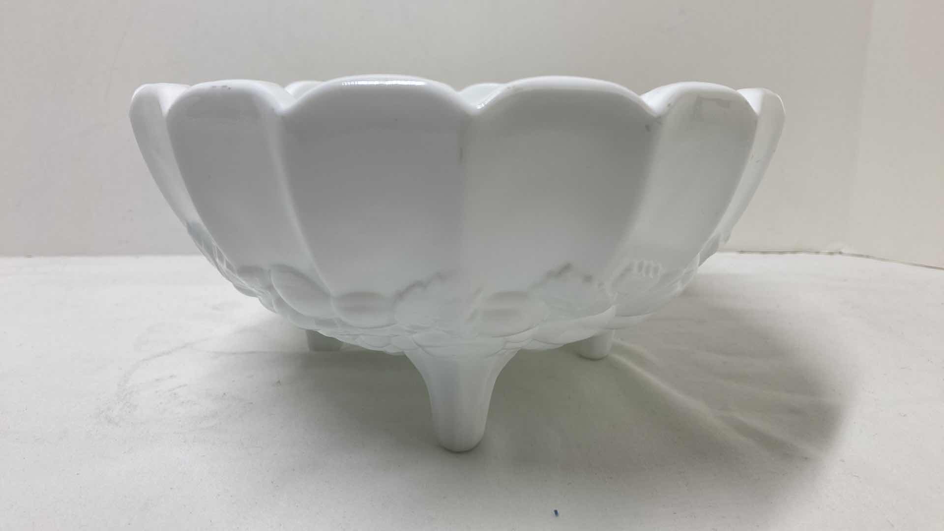 Photo 4 of MILK GLASS PEDESTAL SERVING BOWLS (2)