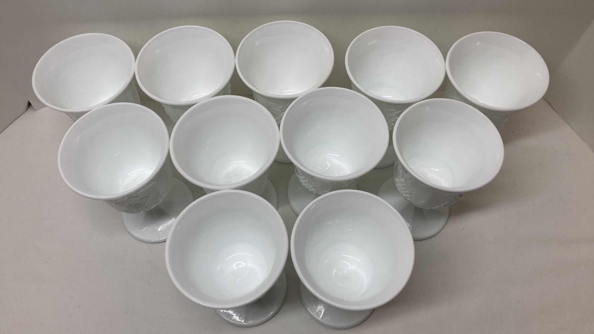 Photo 1 of MILK GLASS GRAPE VINE GOBLET SET (11)