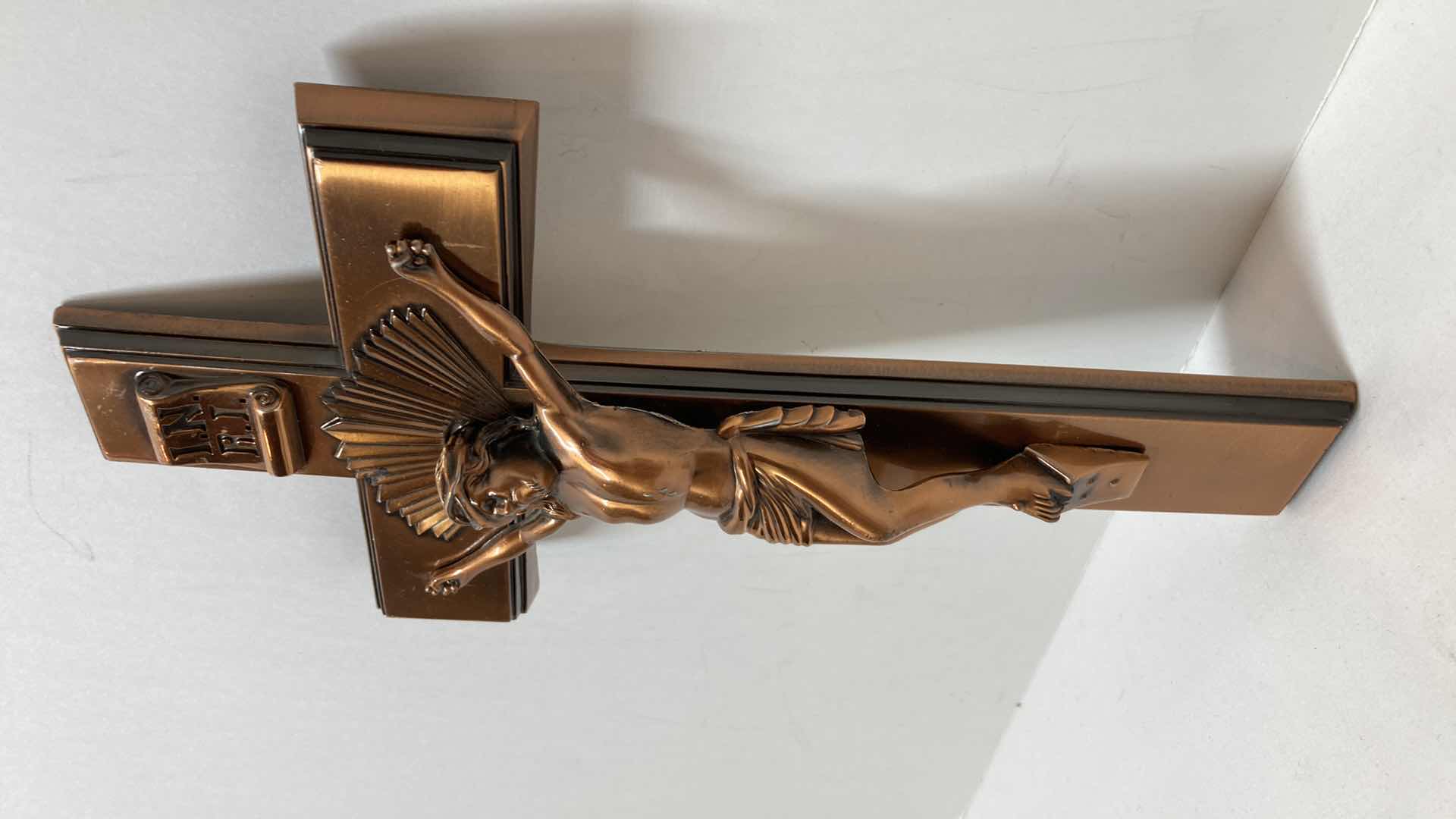 Photo 4 of CRUCIFIED JESUS COPPER FINISH METAL CROSS 6” X 11”