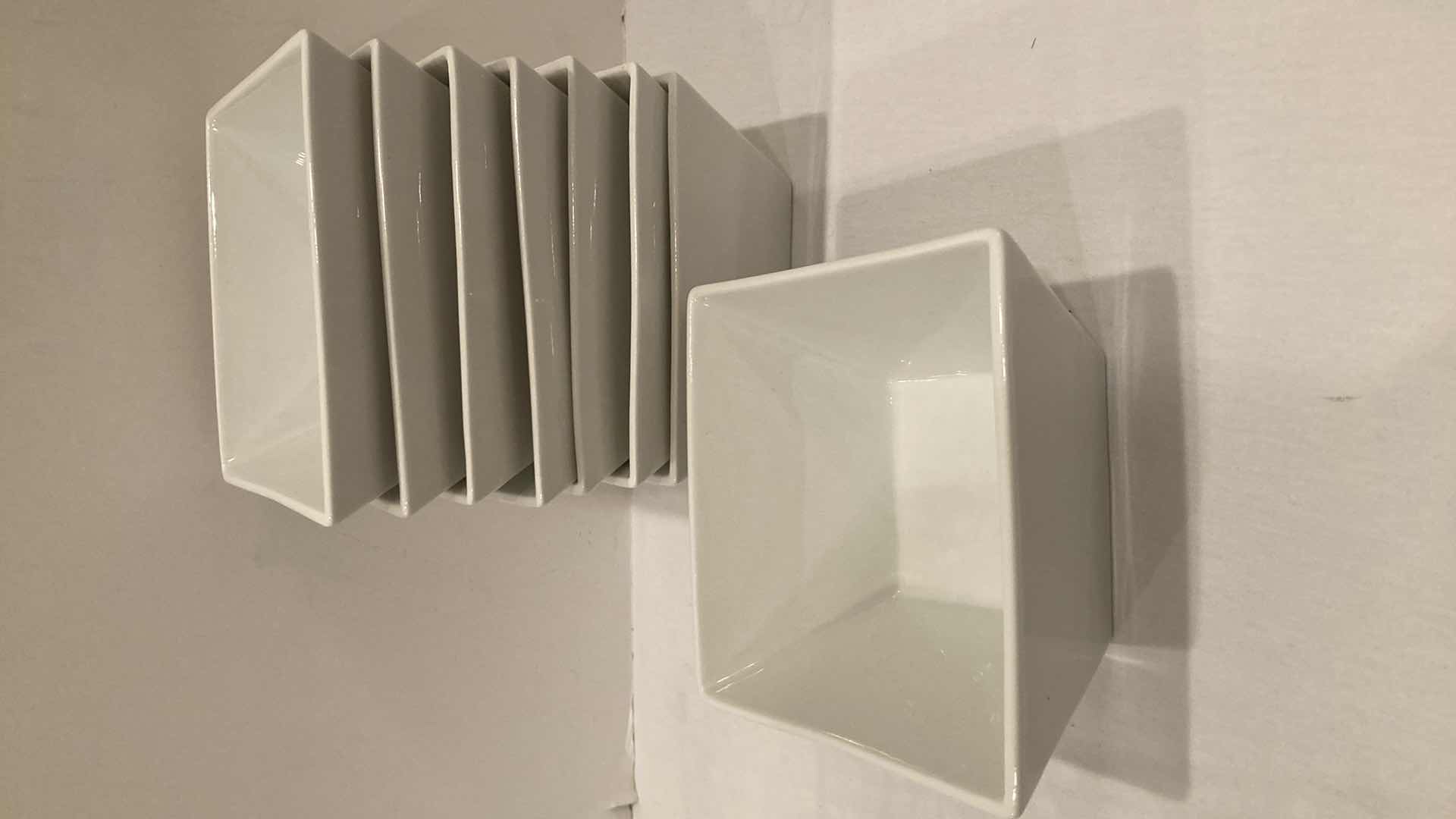 Photo 1 of SQUARED WHITE BOWL & MUG DISH SET (15) W UTENSIL CADDY