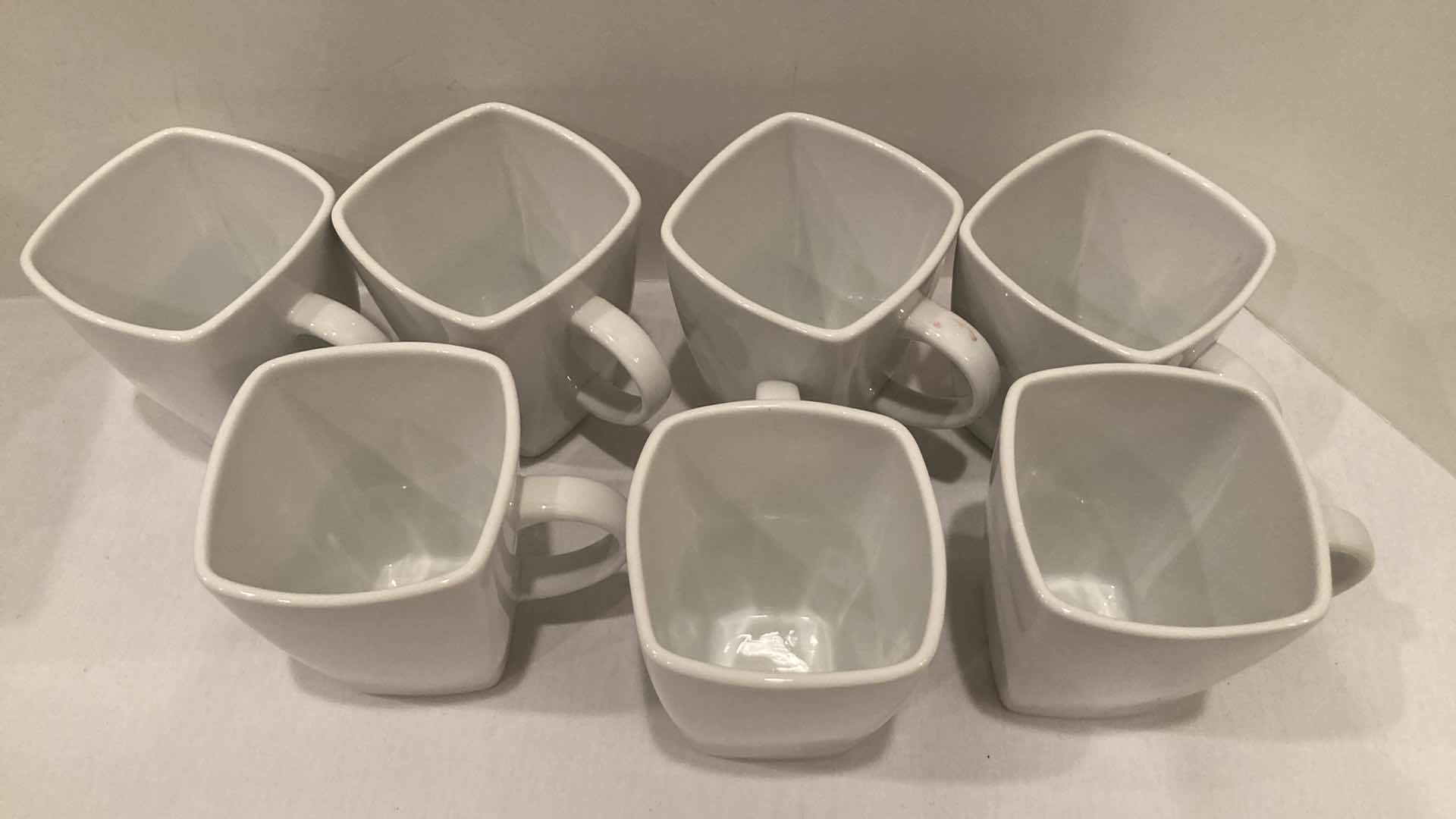 Photo 1 of SQUARED WHITE BOWL & MUG DISH SET (15) W UTENSIL CADDY