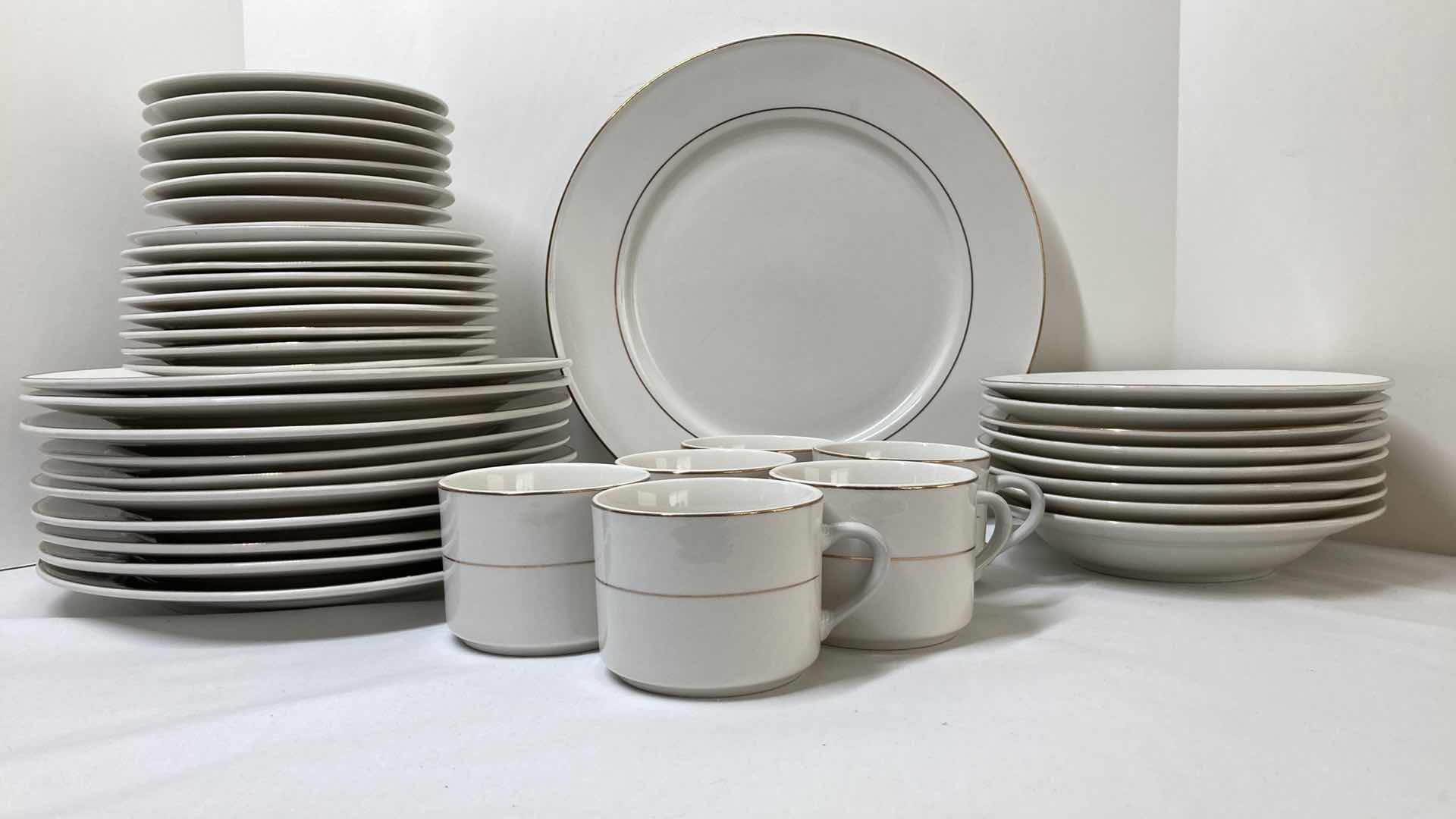 Photo 1 of GIBSON WHITE GOLD TRIM DISH SET (42)