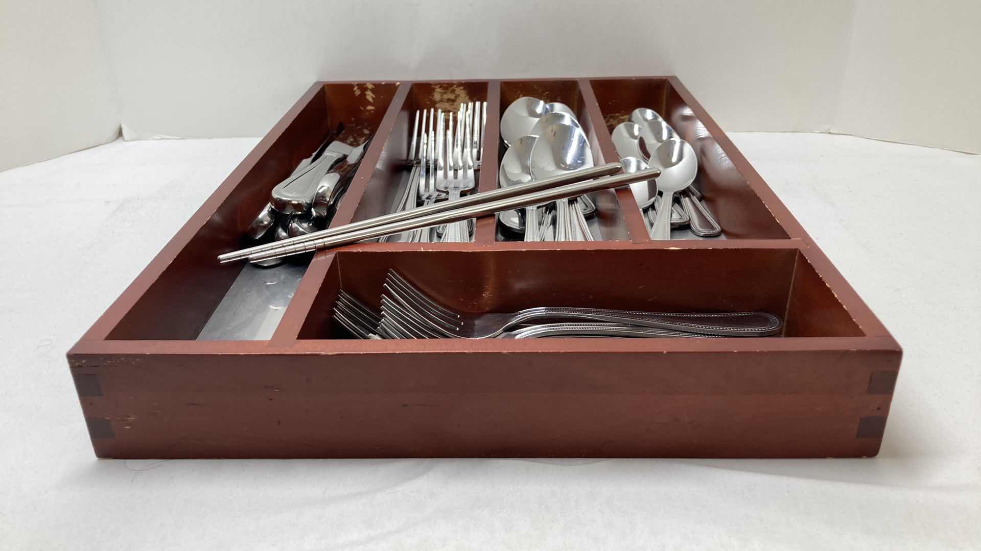 Photo 1 of FLATWARE STAINLESS STEEL SET W WOOD HOLDER