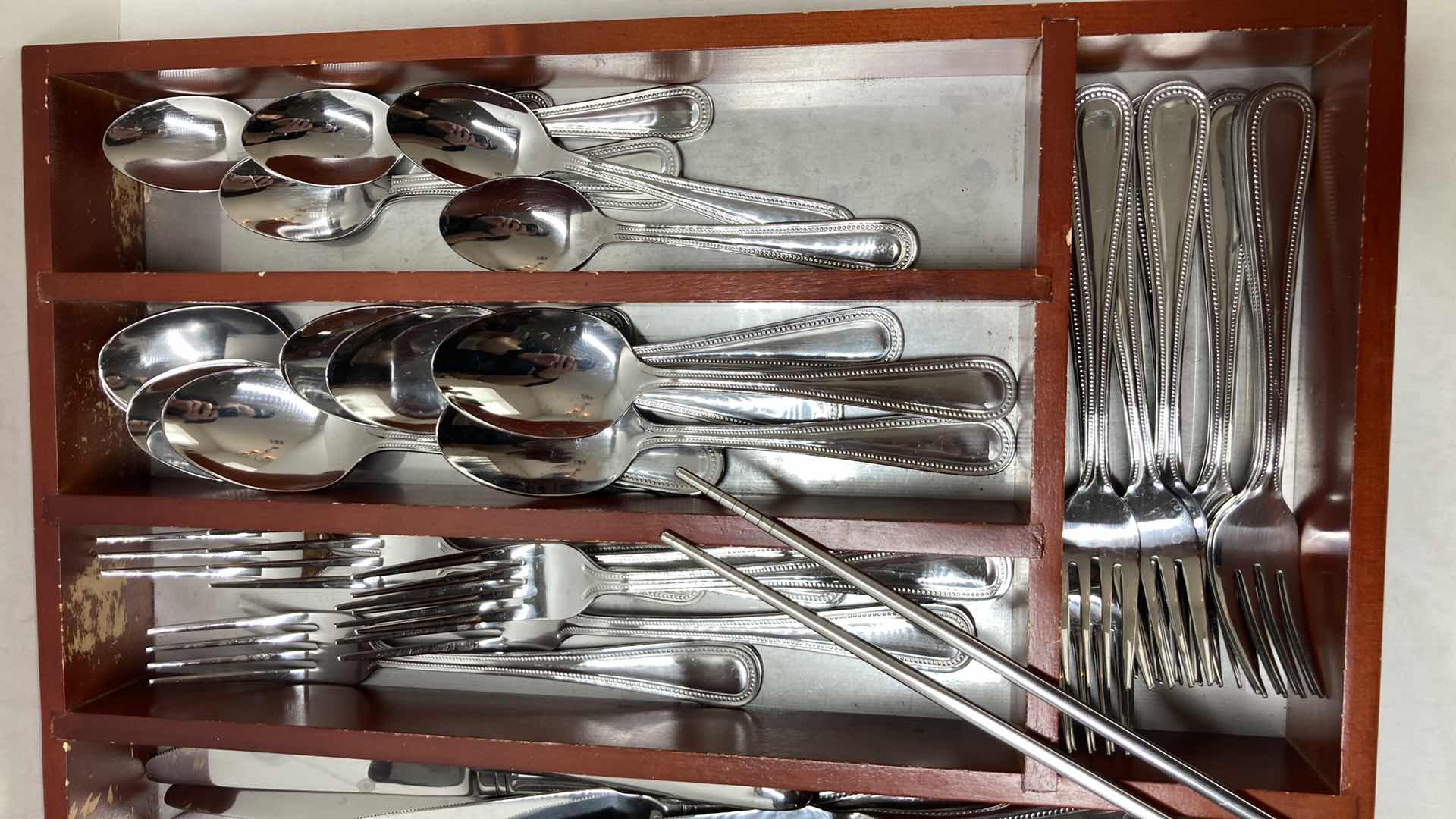 Photo 1 of FLATWARE STAINLESS STEEL SET W WOOD HOLDER