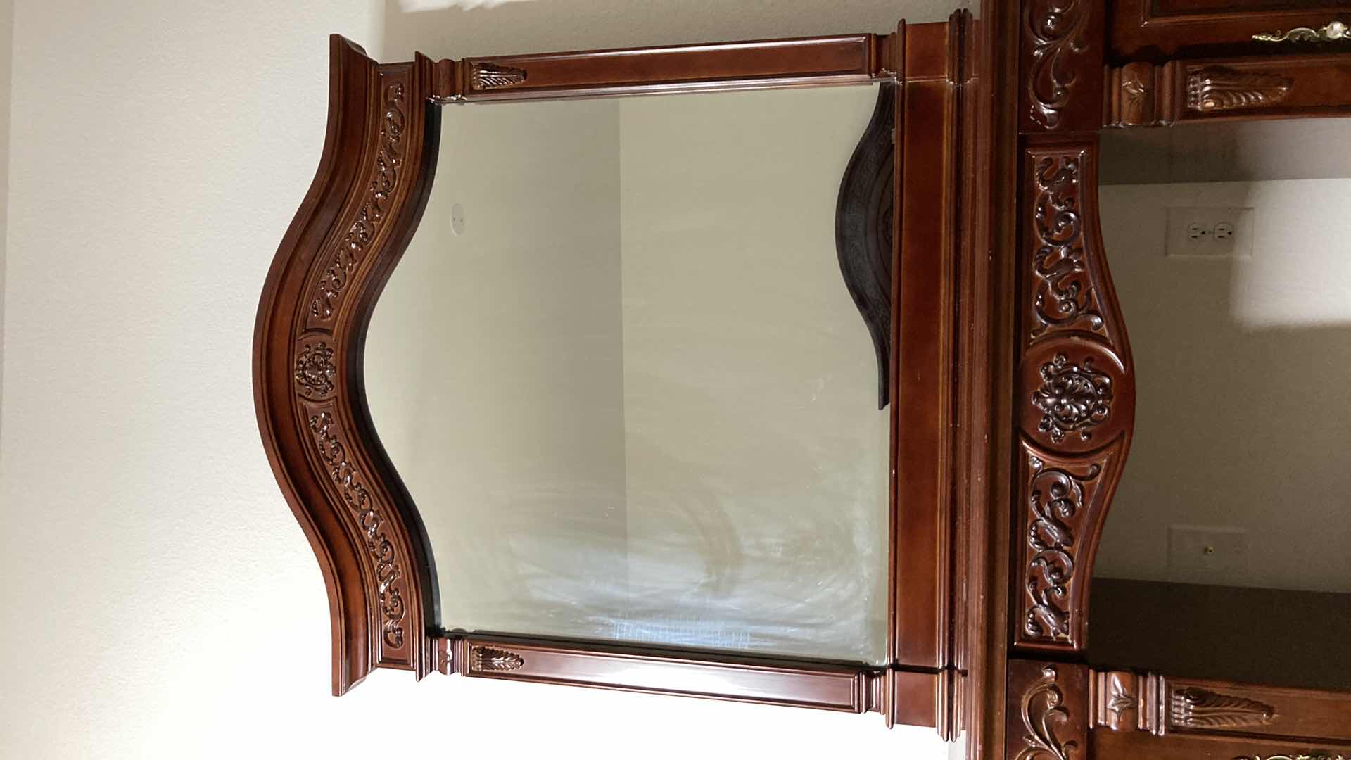 Photo 1 of ORNATE CARVED CHERRYWOOD FINISH VANITY DRESSER 67” X 22” H80”