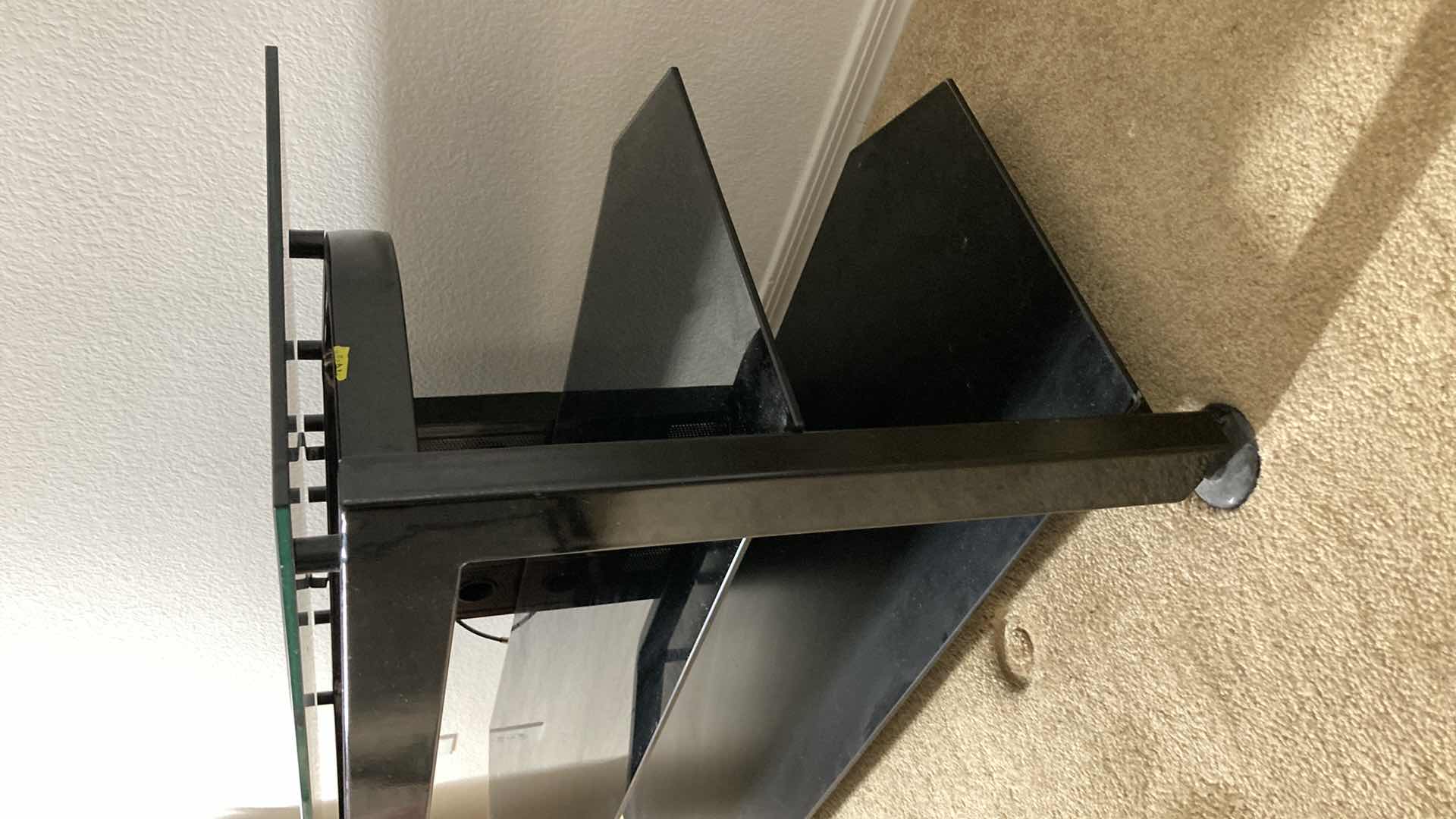 View 3 of BLACK GLASS 3 TIER ENTERTAINMENT CENTER 58” X 20” H22”