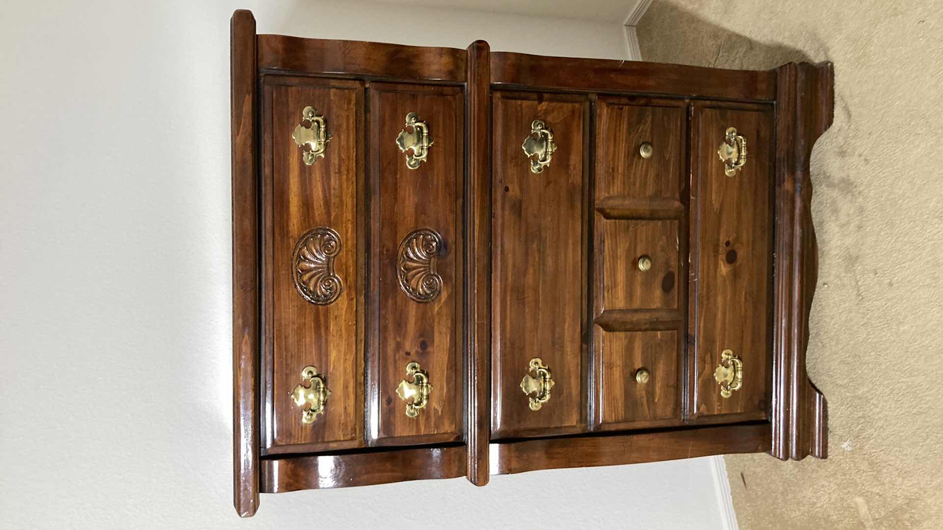 Photo 1 of DARK KNOTTED WOOD 5 DRAWER DRESSER 36” X 18” H51”