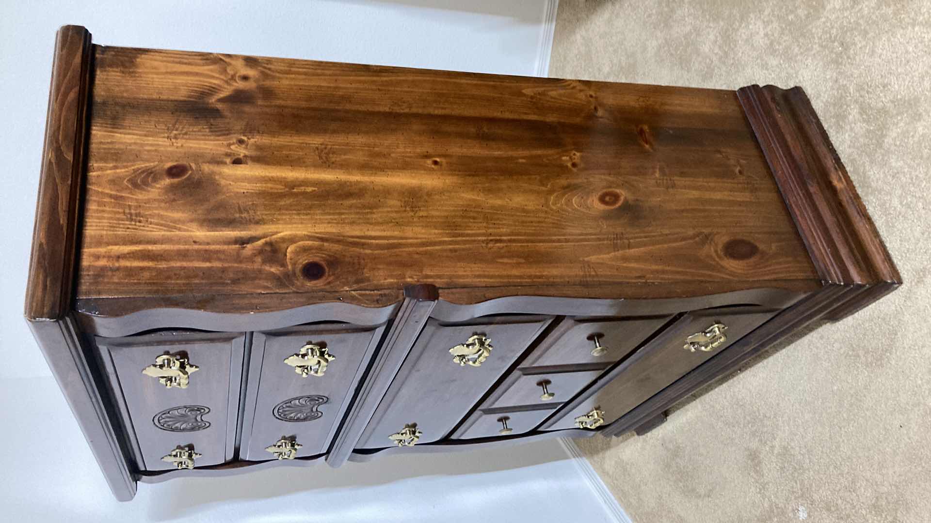 Photo 1 of DARK KNOTTED WOOD 5 DRAWER DRESSER 36” X 18” H51”