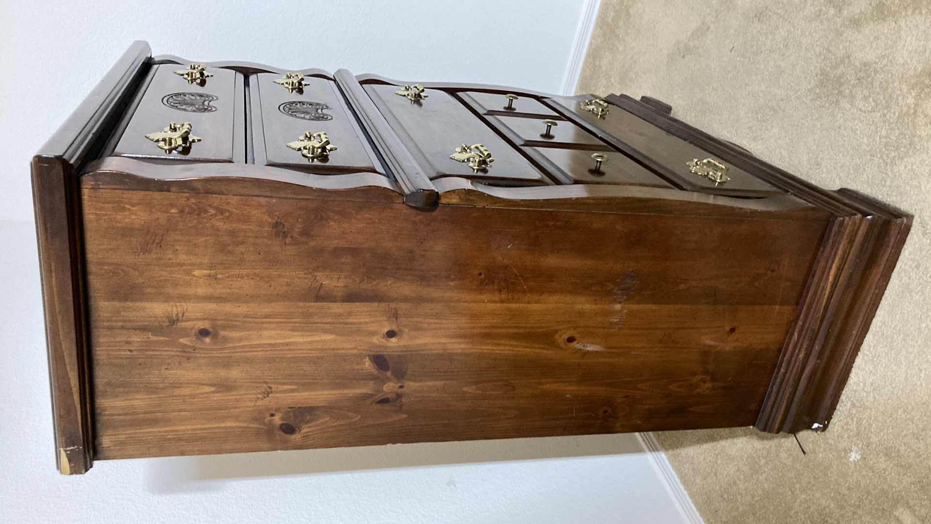 Photo 1 of DARK KNOTTED WOOD 5 DRAWER DRESSER 36” X 18” H51”