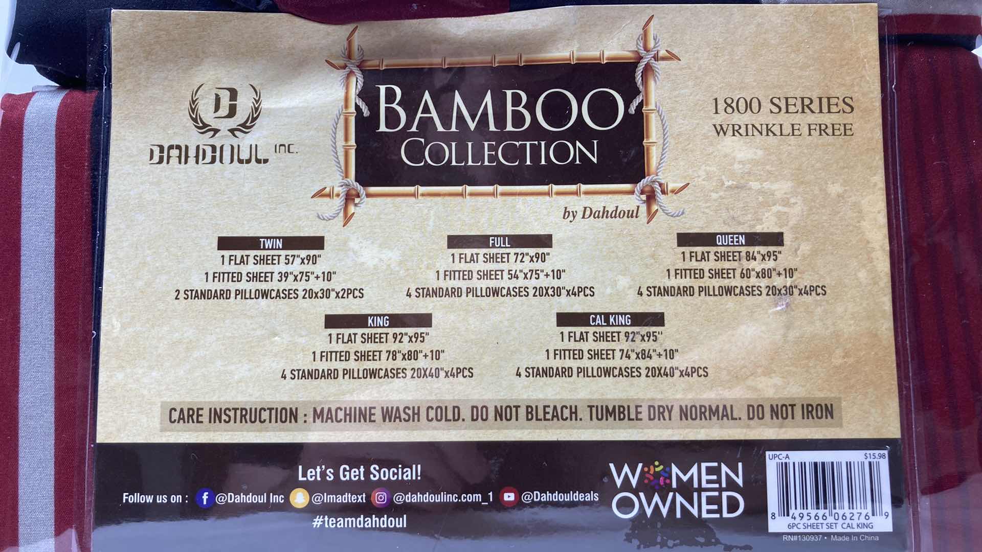 Photo 1 of NEW DAHDOUL INC BAMBOO COLLECTION 1800 SERIES MICROFIBER CAL KING SUZE SHEET SET (6PC)