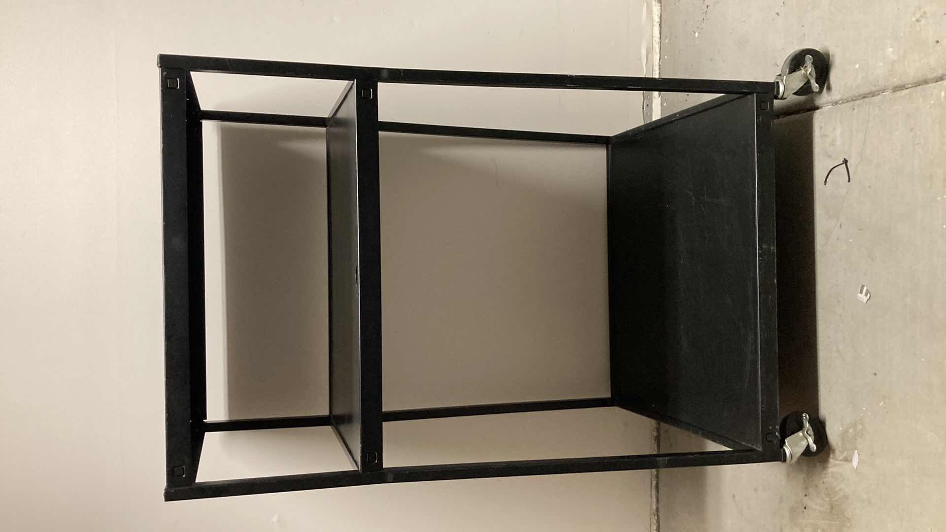 Photo 1 of BLACK METAL 3 TIER ROLLING RACK 32” X 22” H54”
