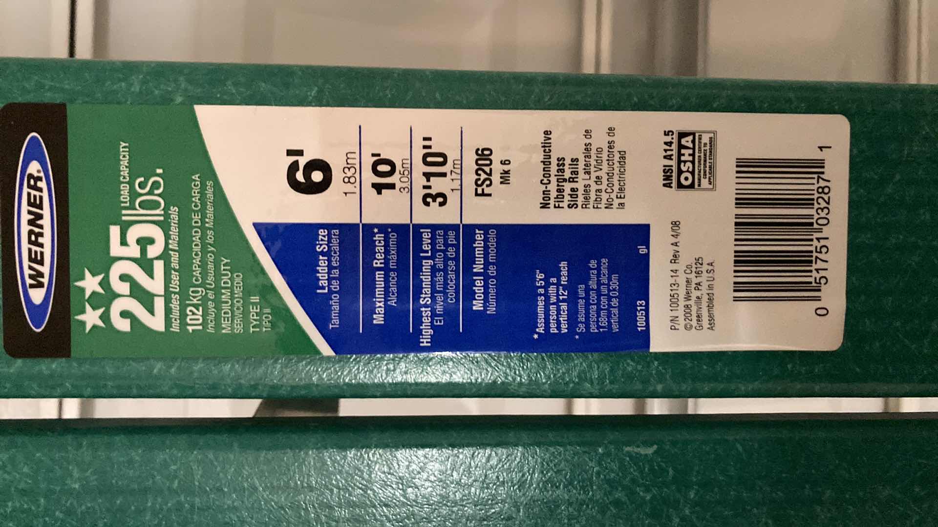 Photo 1 of WERNER 6’ LADDER 225LB CAP