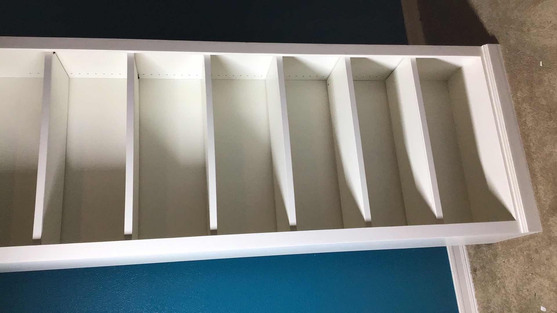 Photo 1 of WHITE WOOD WALKER FURNITURE BOOK SHELF 32” X 14” H83” JC3284