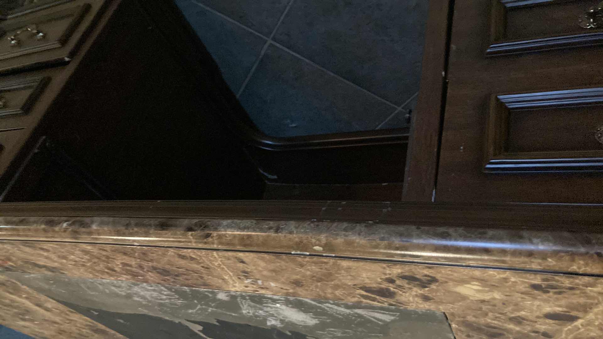 Photo 9 of MID-CENTURY GRANITE FINISH TOP ORNATE CARVED WOOD DESIGN DESK 77” X 37” H33”