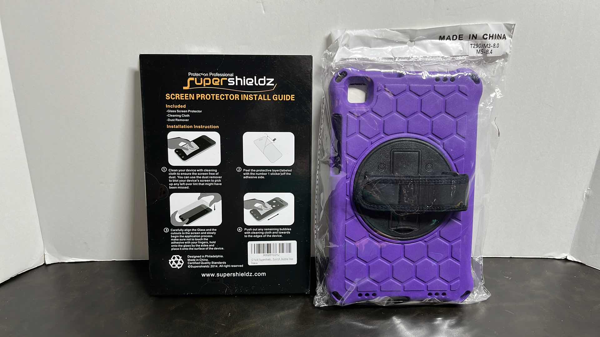 Photo 1 of NEW SUPER SHIELDZ PREMIUM TEMPERED GLASS SCREEN PROTECTOR FOR SAMSUNG GALAXY 8” SCREEN & SAMSUNG GALAXY CASE W HAND/SHOULDER STRAPS