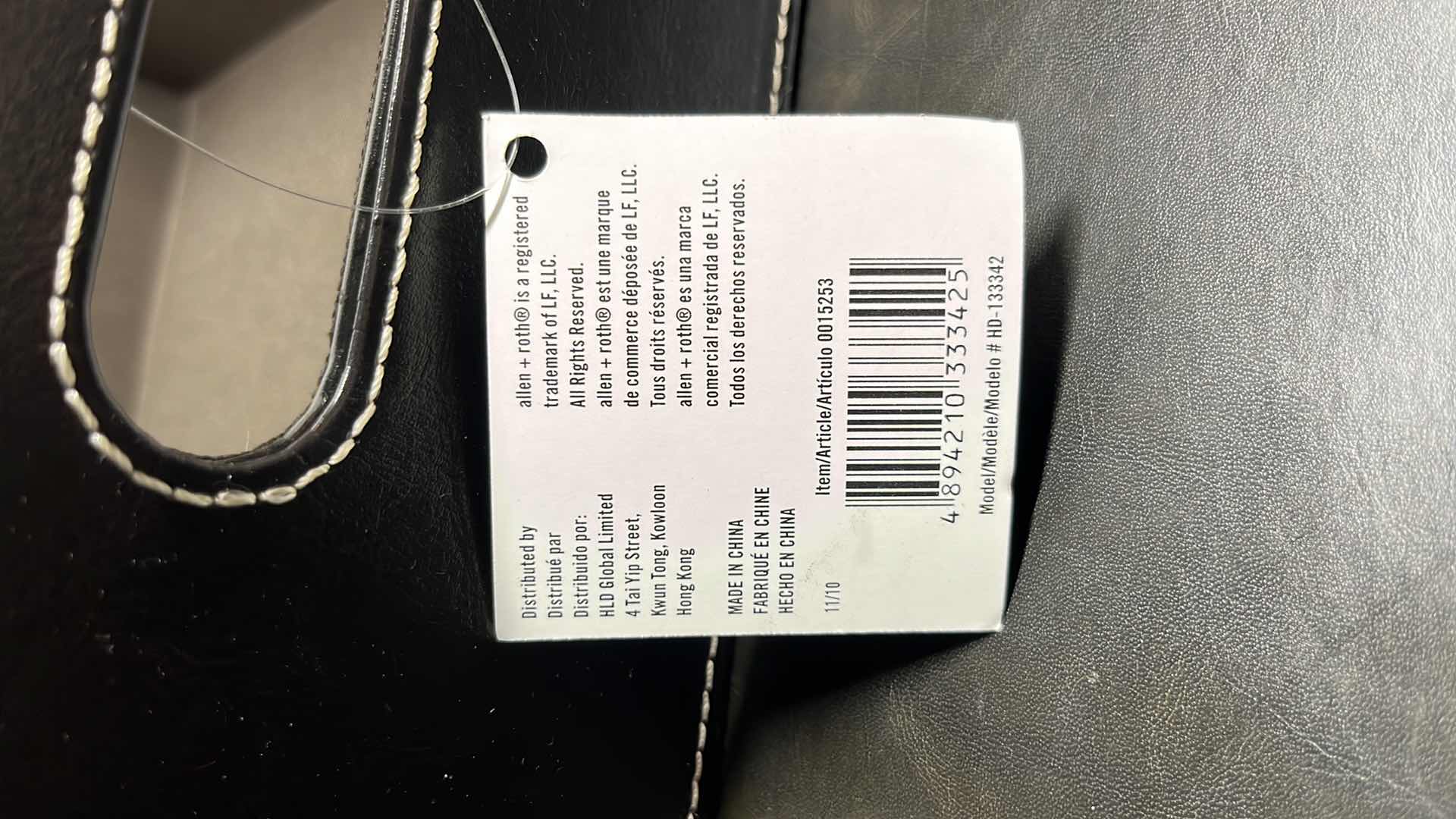 Photo 1 of NEW ALLEN & ROTH BLACK FAUX LEATHER SHALLOW TOTE (3) 14.4” X 9.5” H5”, MODEL #HD-133342