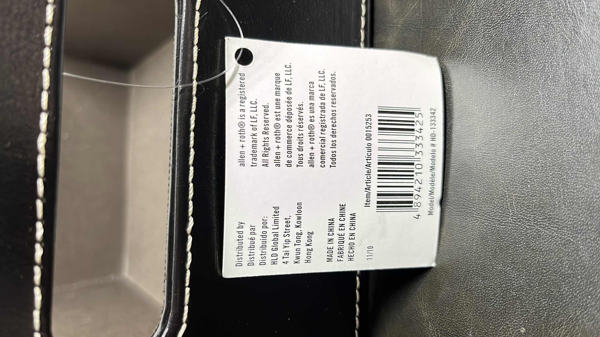 Photo 1 of NEW ALLEN & ROTH BLACK FAUX LEATHER SHALLOW TOTE (3) 14.4” X 9.5” H5”, MODEL #HD-133342