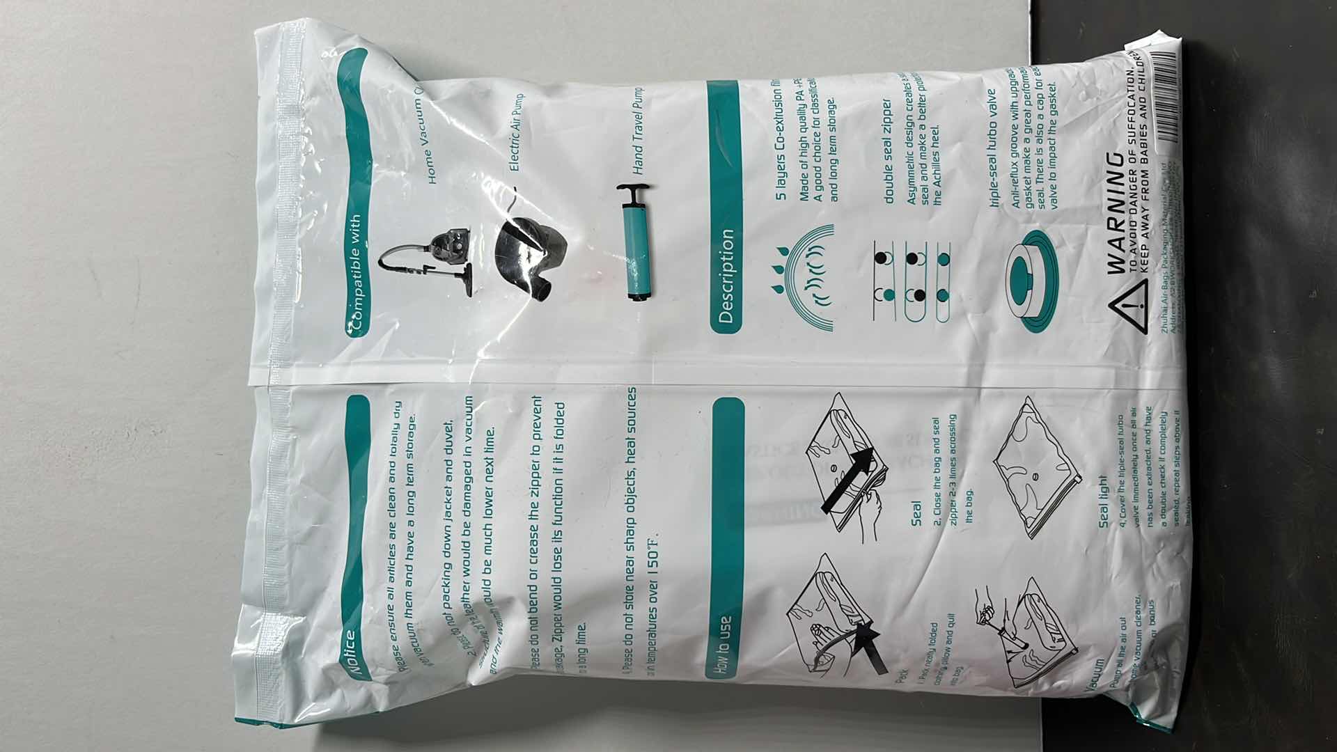 Photo 1 of NEW AIRBAKER JUMBO VACUUM STORAGE BAGS (6) & HUSKY 0.7 MIL PLASTIC DROP CLOTH 3-PACK